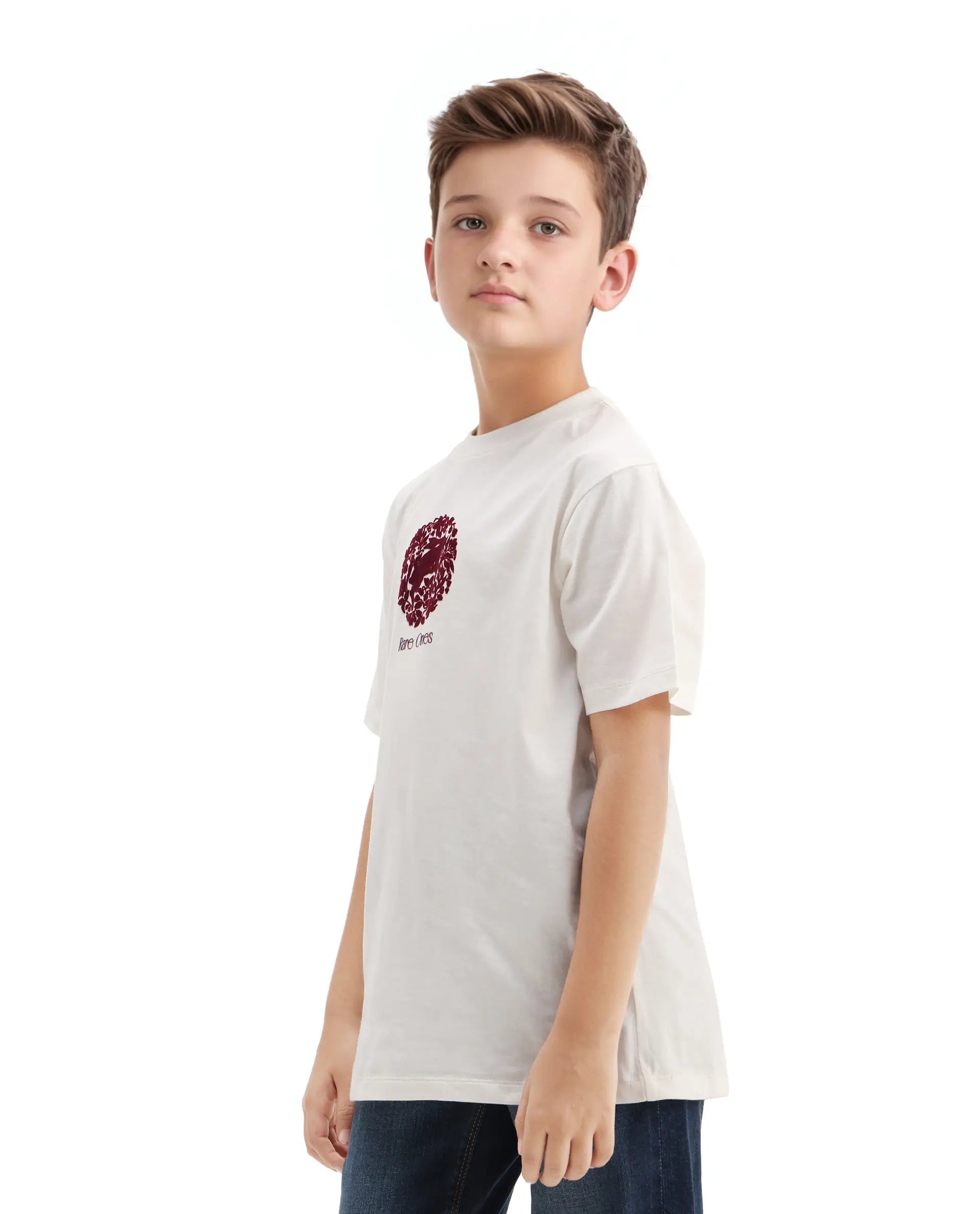 Rare Ones Kids Makes25 White Cotton Flock Print Regular Fit T-Shirt