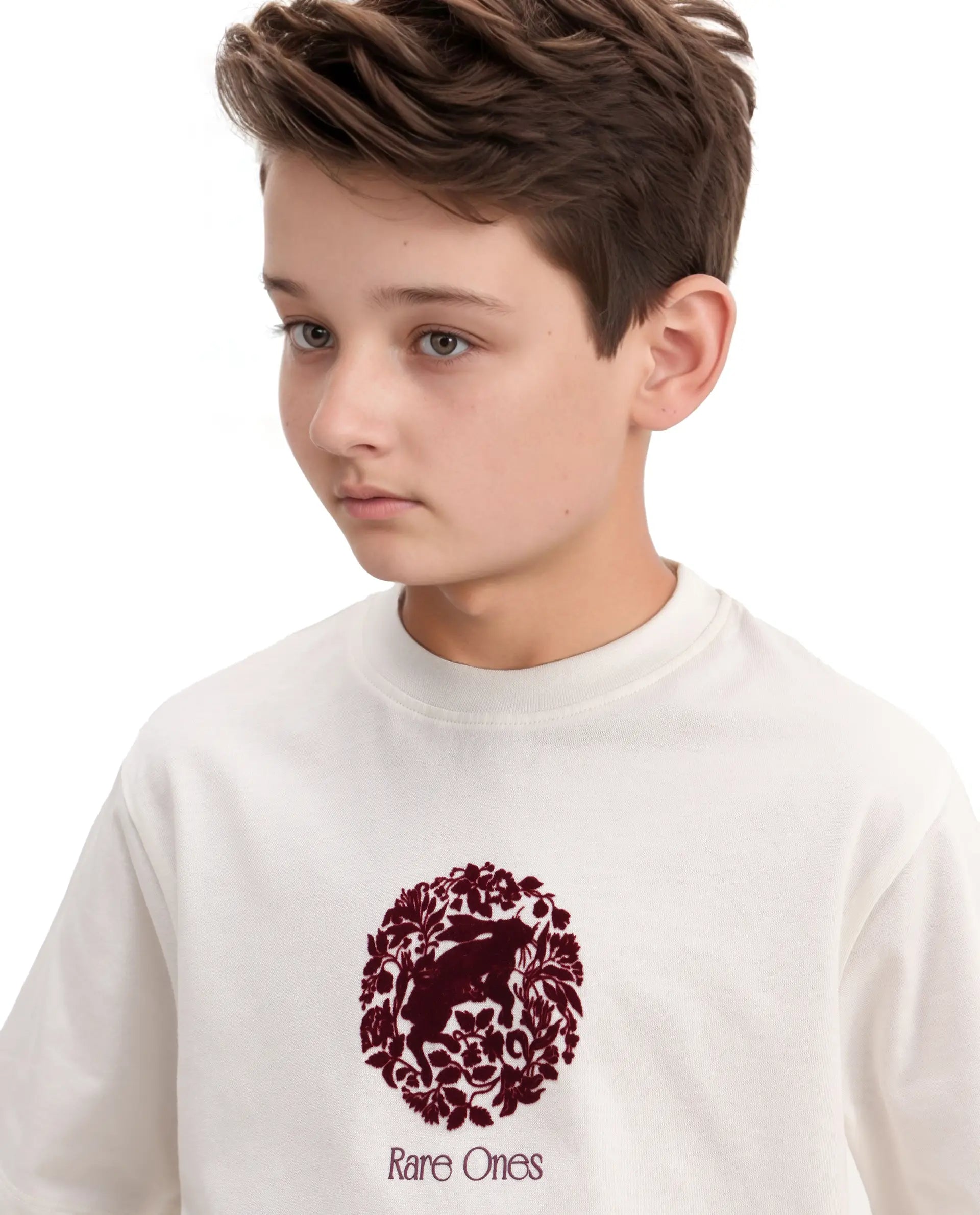 Rare Ones Kids Makes25 White Cotton Flock Print Regular Fit T-Shirt