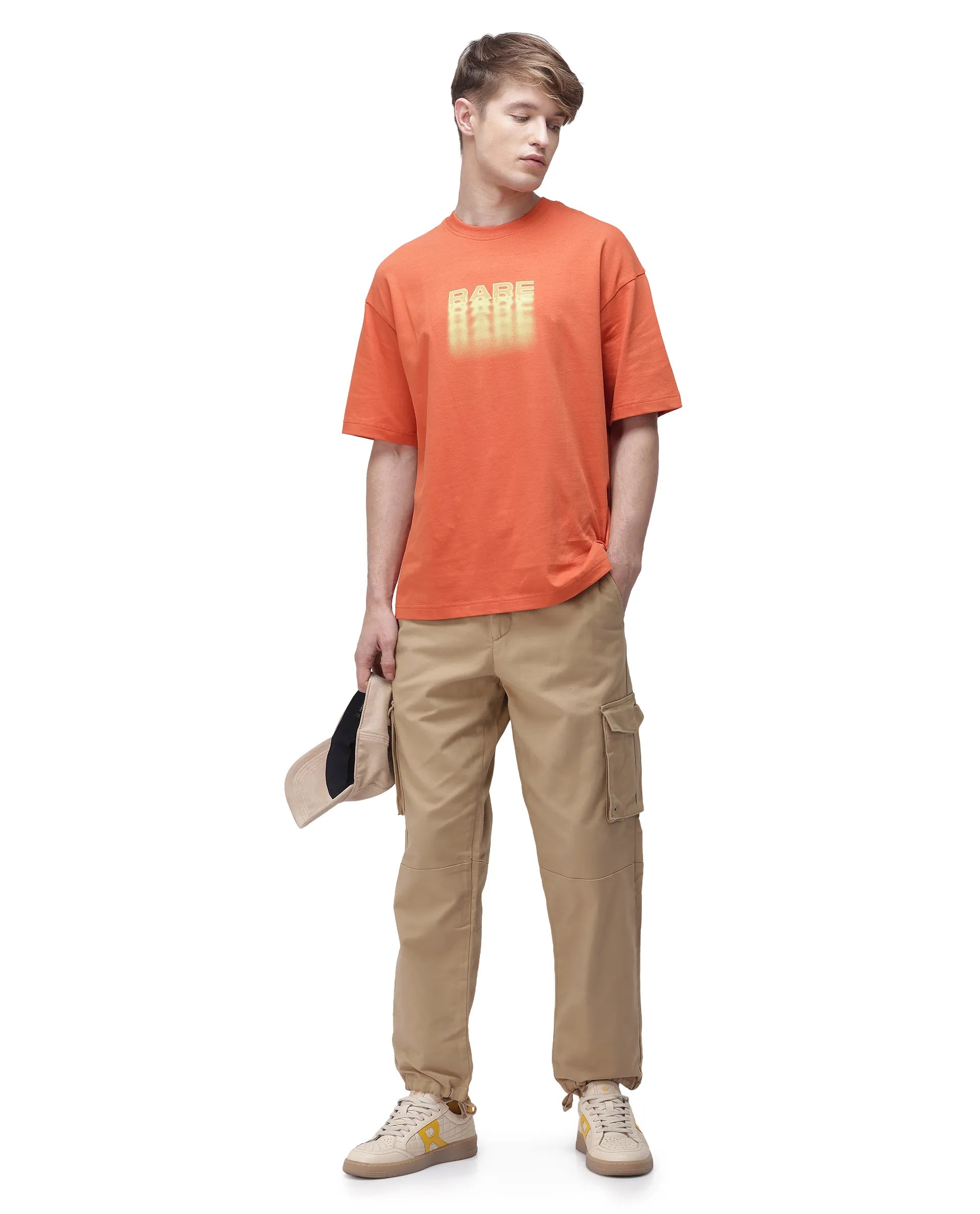 Rare Rabbit Men's Maks Khaki Cotton Plain Regular Fit Trouser