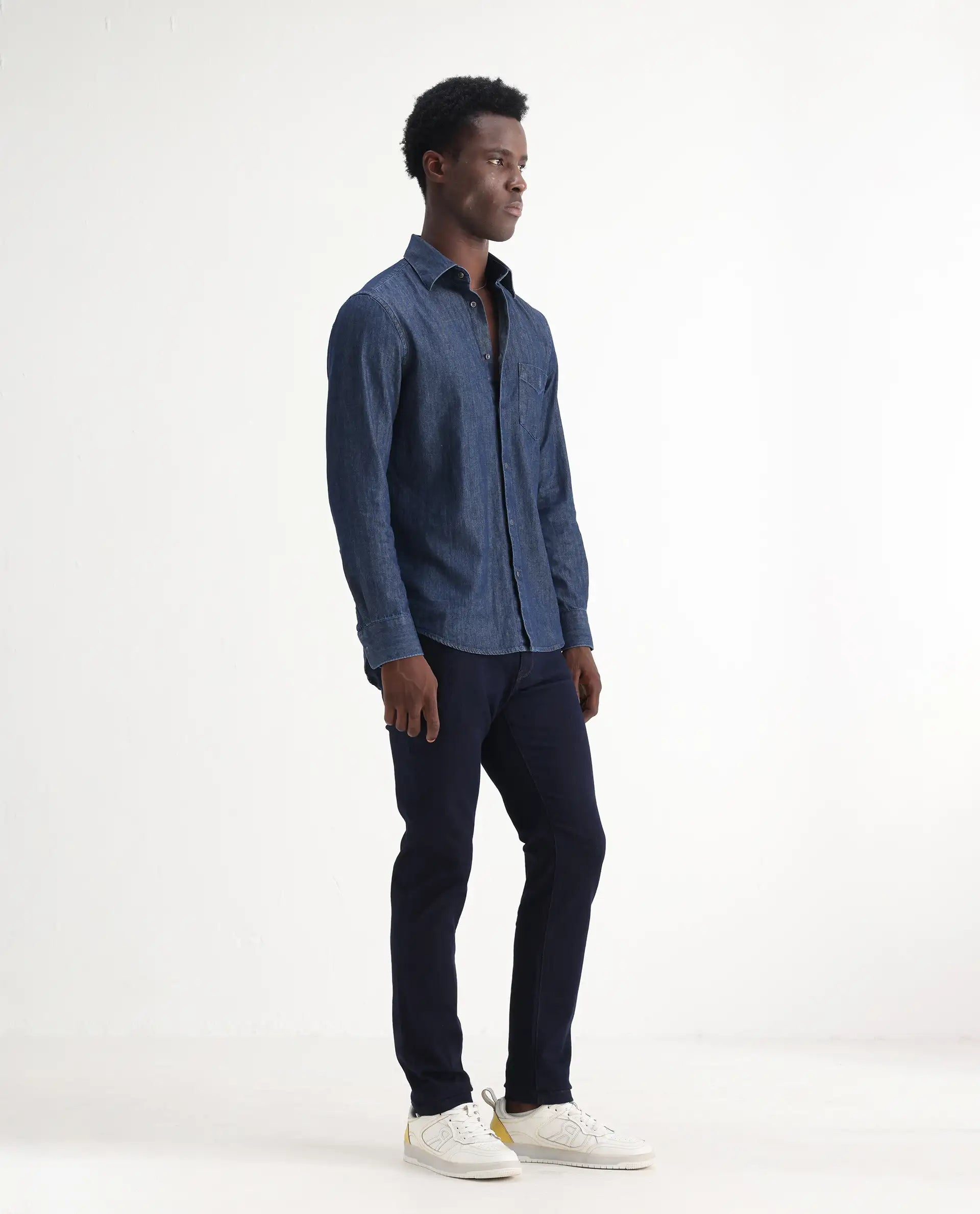 Rare Rabbit Men's Manado Dark Navy Cotton Blend Plain Hawk Slim Fit Jeans