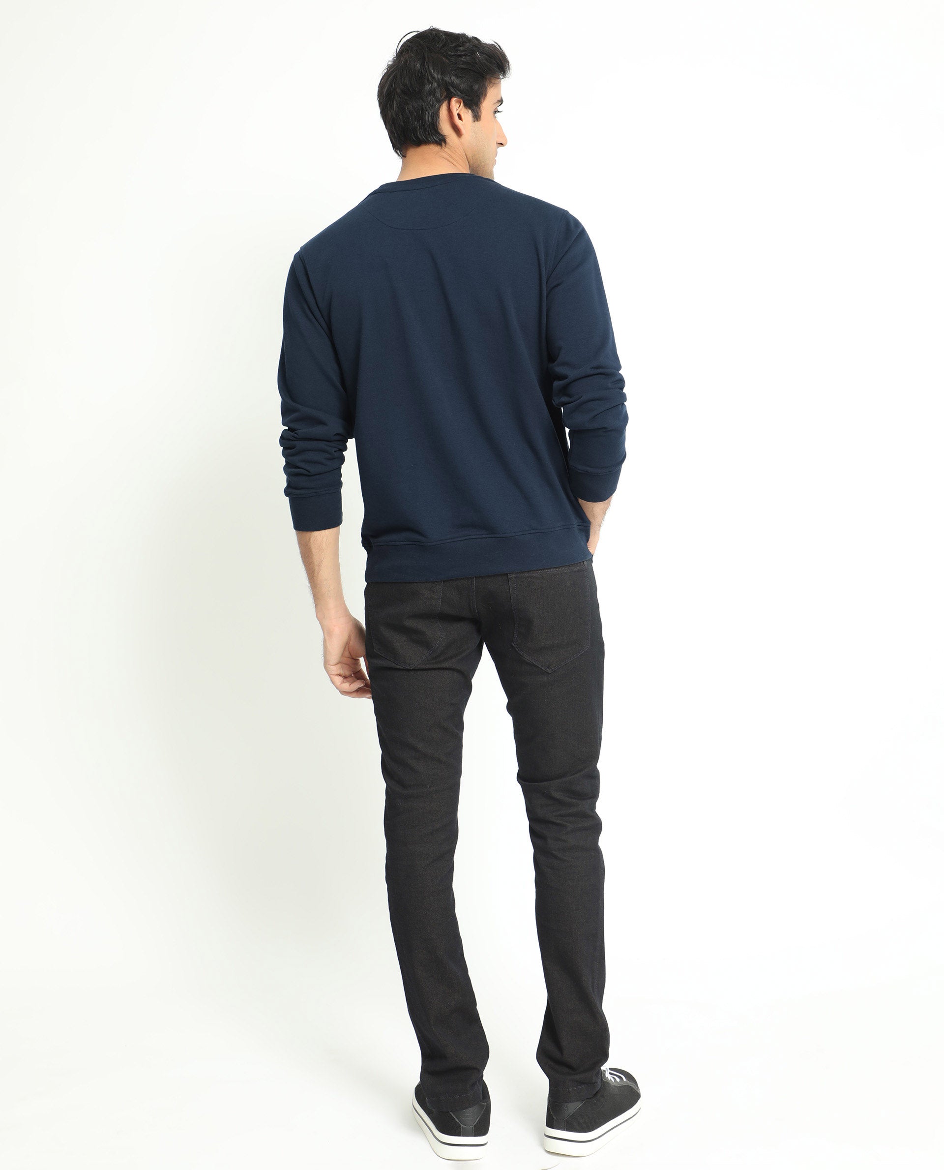 Rare Rabbit Men'S Manor Navy Sweatshirt Full Sleeves Solid