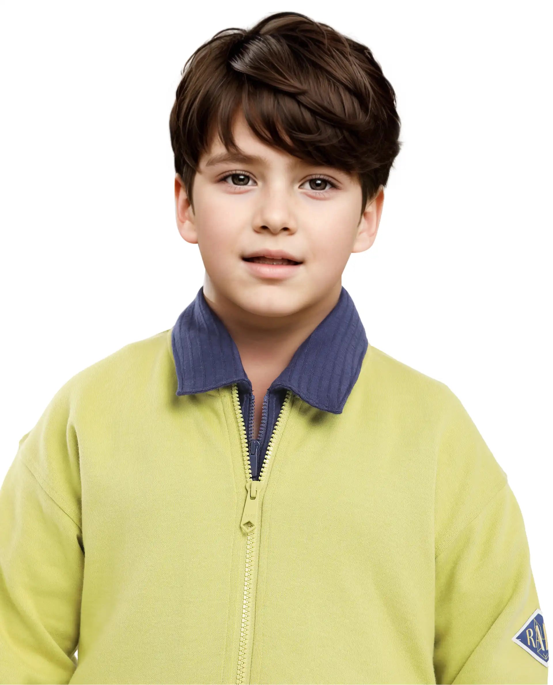 Rare Ones Kids Manttn Light Green Cotton Poly Full Sleeve Applique Jacket