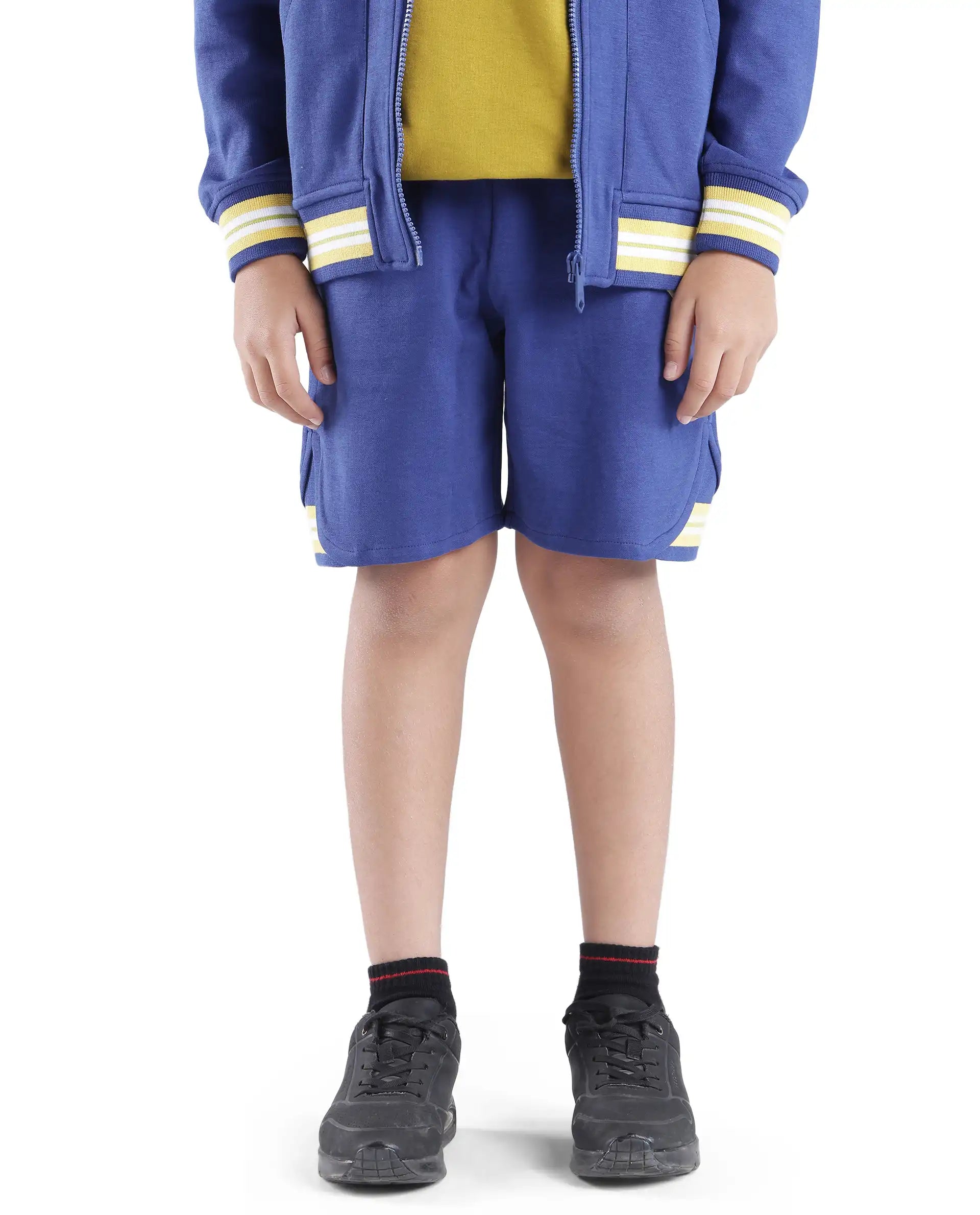 Rare Ones Kids Mantz Dark Blue Cotton Poly Drawstring Applique Short