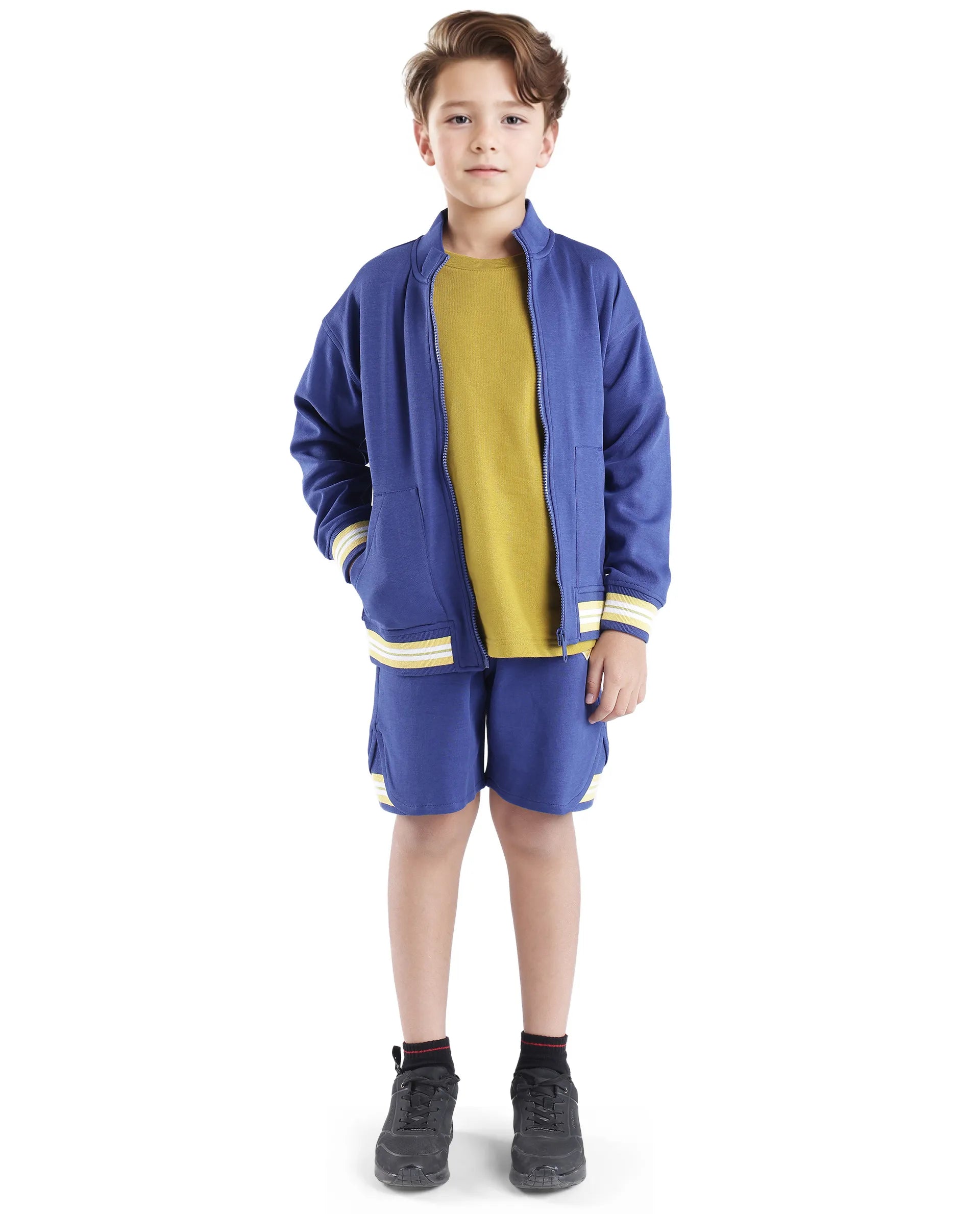 Rare Ones Kids Mantz Dark Blue Cotton Poly Drawstring Applique Short