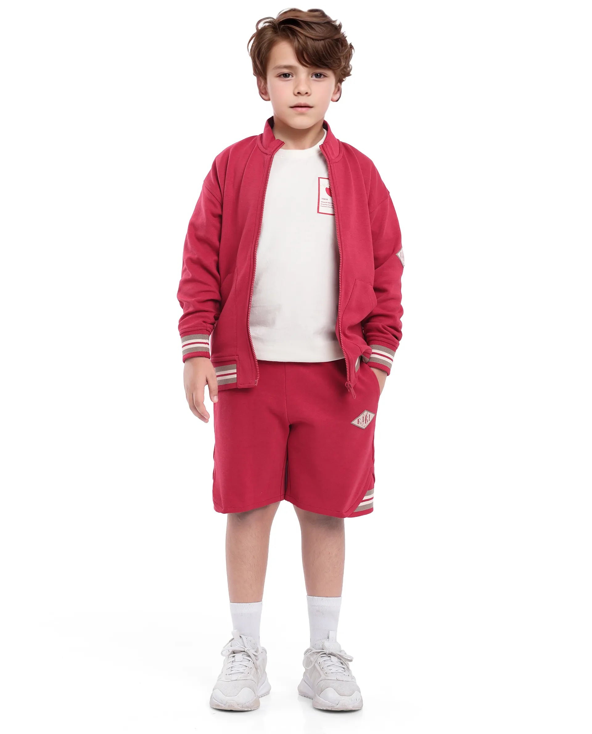 Rare Ones Kids Mantz Red Cotton Poly Drawstring Applique Short