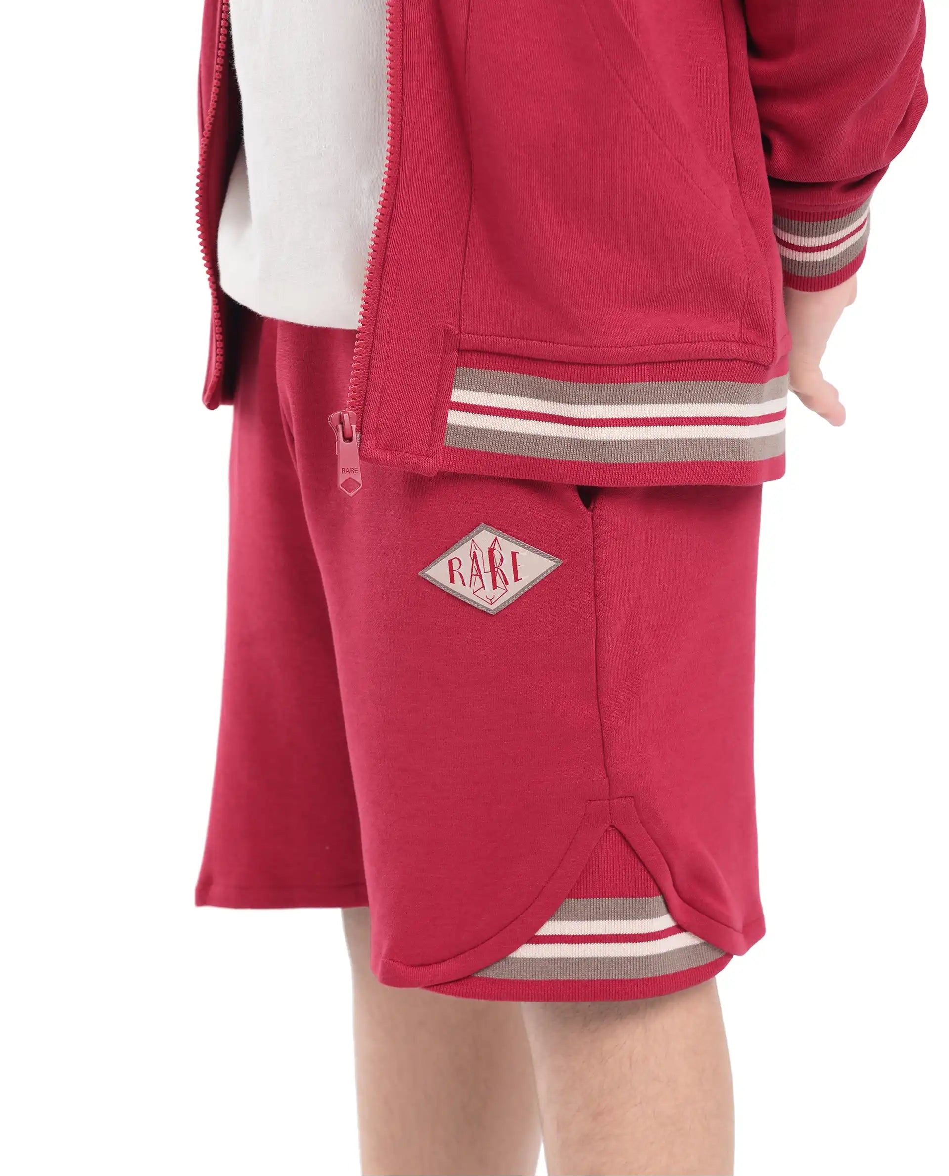 Rare Ones Kids Mantz Red Cotton Poly Drawstring Applique Short