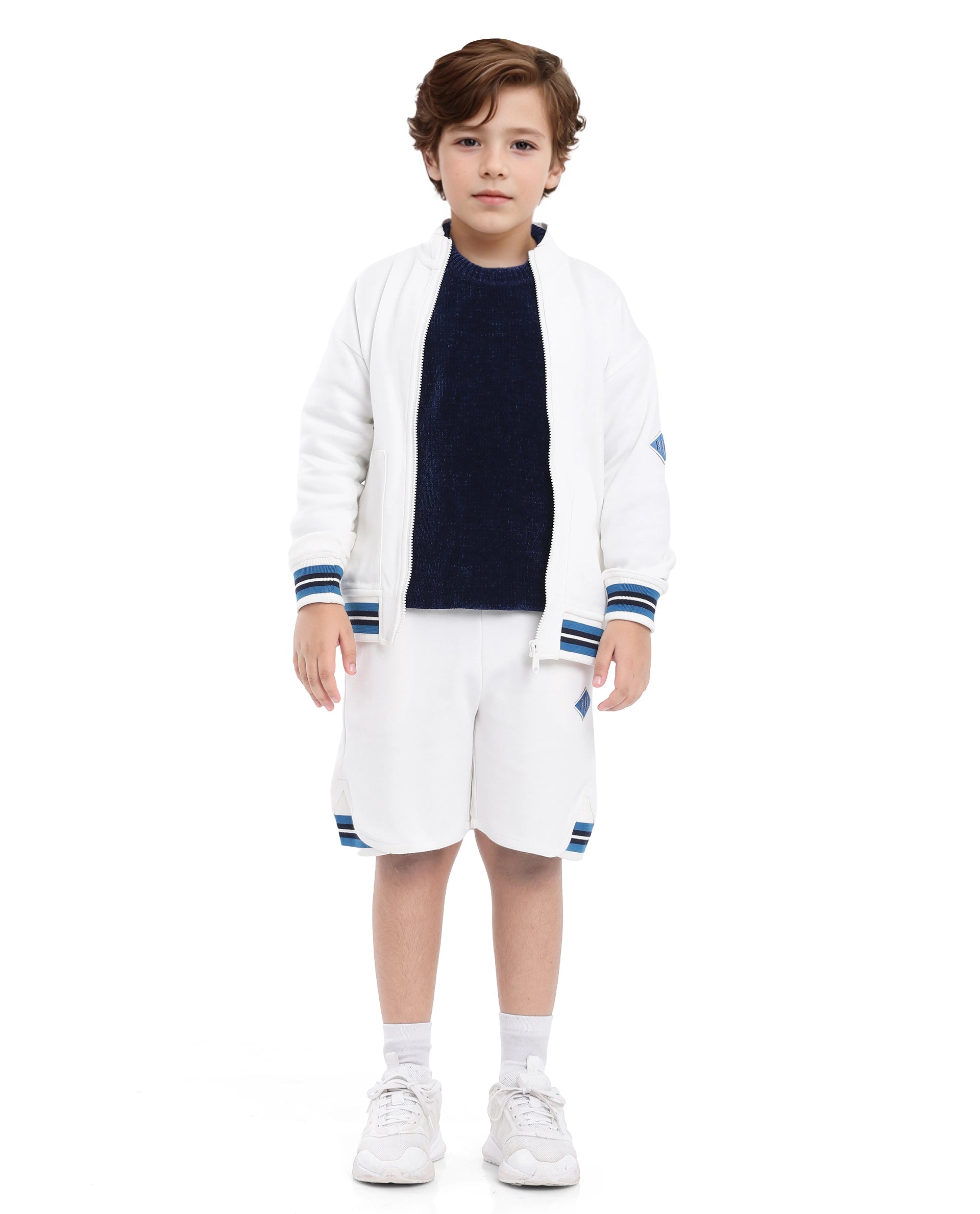 Rare Ones Kids Mantz White Cotton Poly Drawstring Applique Short