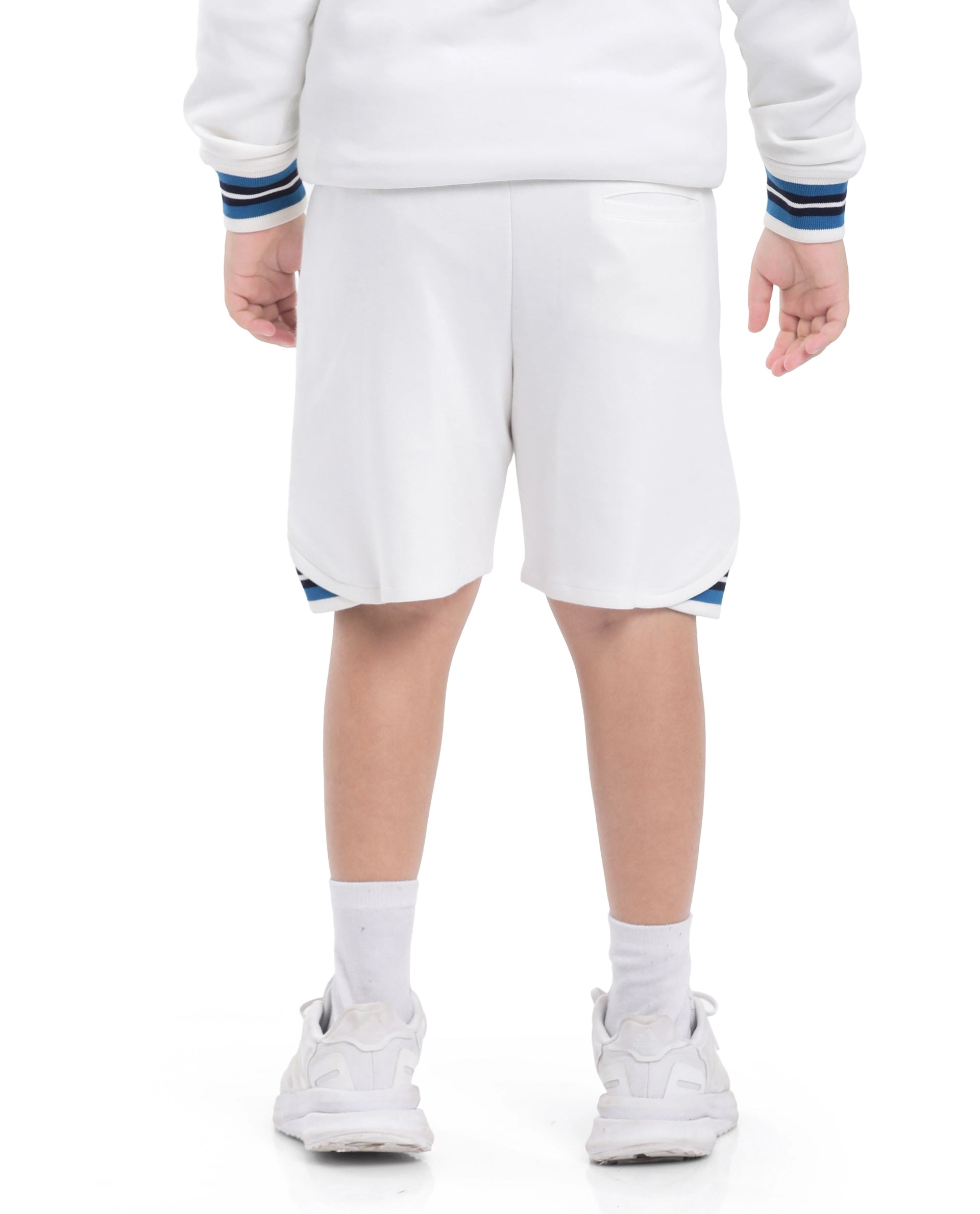 Rare Ones Kids Mantz White Cotton Poly Drawstring Applique Short