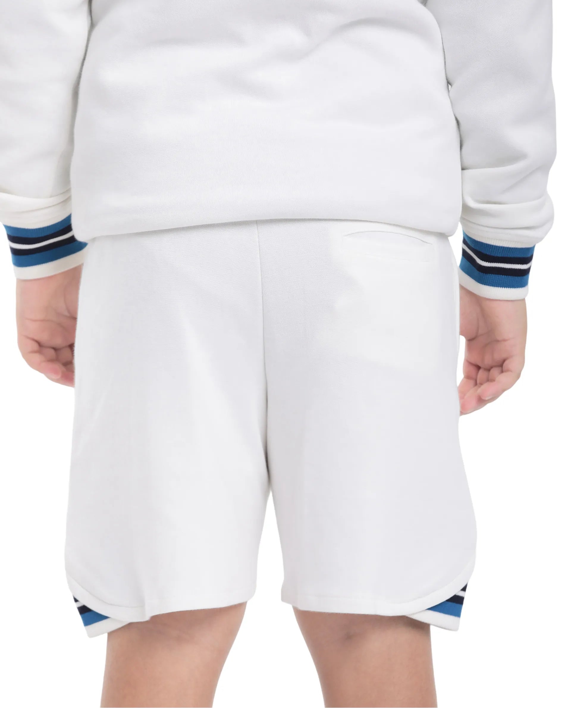 Rare Ones Kids Mantz White Cotton Poly Drawstring Applique Short