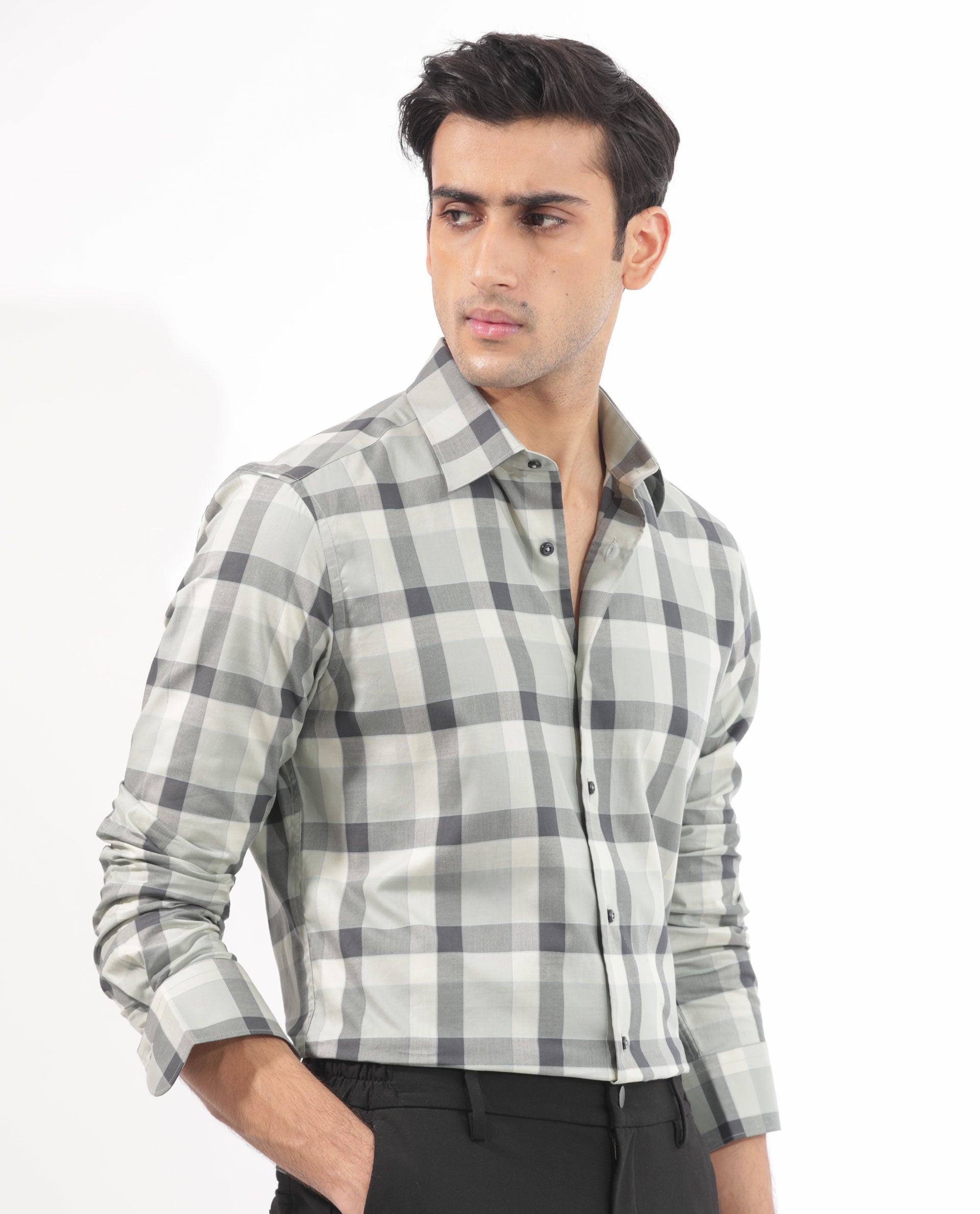 Rare Rabbit Men's Mape Dusky Green Shirt Cotton Full Sleeve Checks