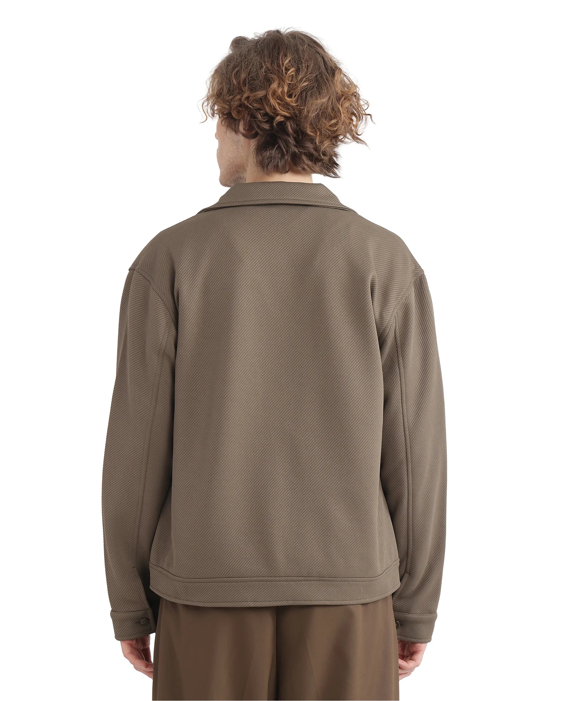 Rare Rabbit Men Mapis Olive Polyester Fabric Full Sleeves Curved Collar Zipper Closure Plain Jacket