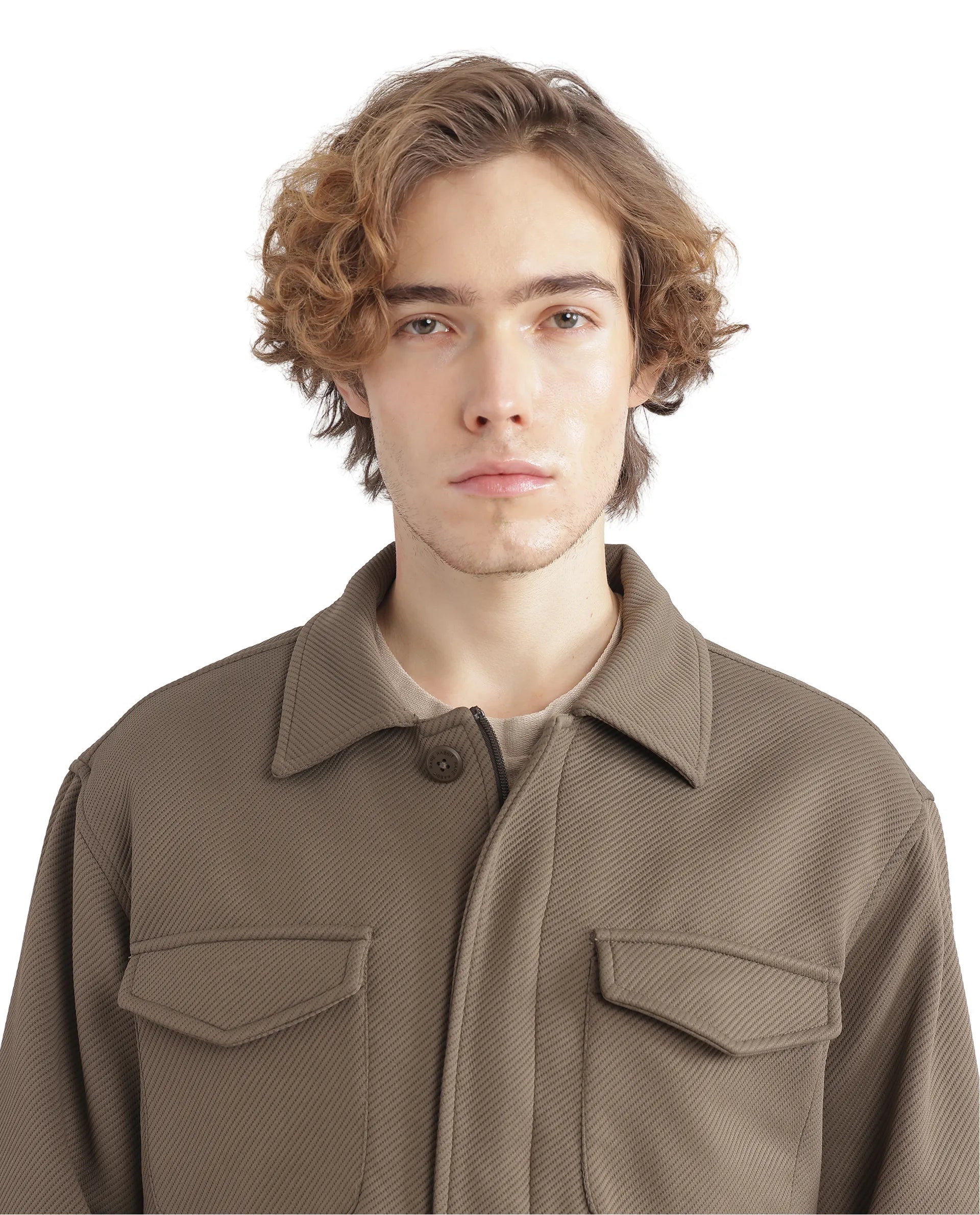 Rare Rabbit Men Mapis Olive Polyester Fabric Full Sleeves Curved Collar Zipper Closure Plain Jacket