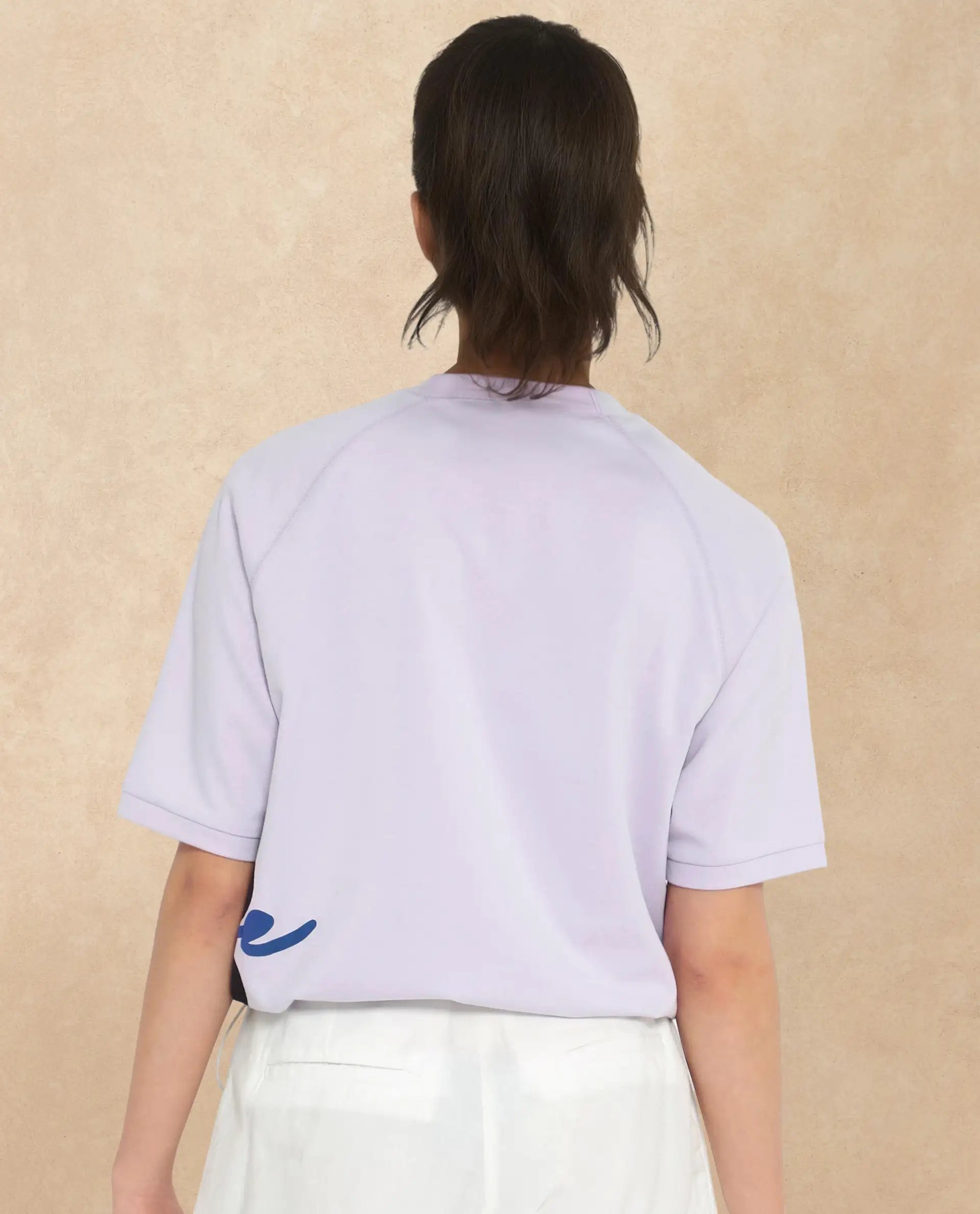 Rareism Women Marco Pastel Purple Cotton Lycra Fabric Short Sleeve Crew Neck Graphic Print T-Shirt