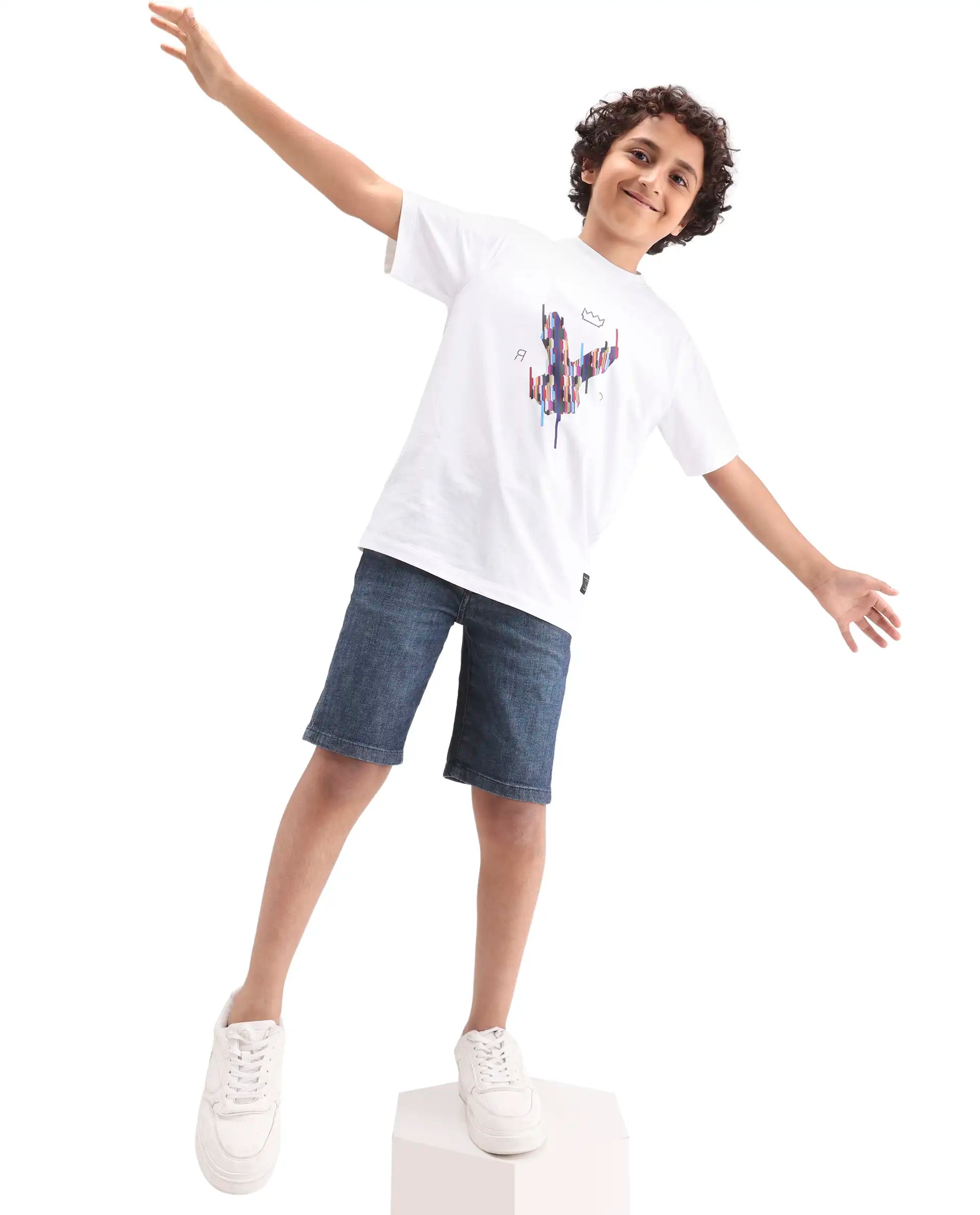 Rare Ones Kids Marin-1 Dark Blue Cotton Blend Fabric Zipper Closure Regular Fit Shorts
