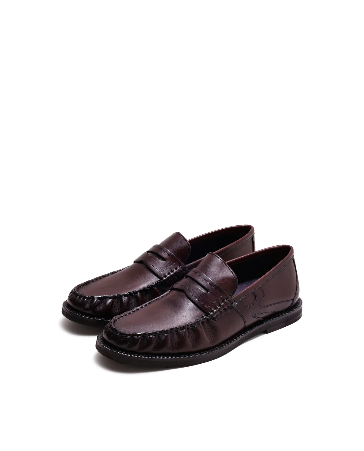 Rarez Men's Marion Dark Cherry Leather Regular Loafers