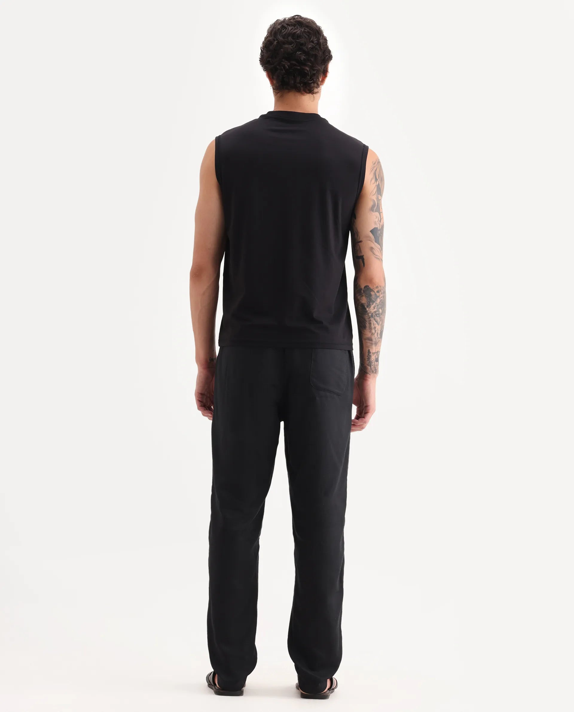 Rare Rabbit Men's Mariv Black Cotton Fabric Regular Fit Checks Pajama