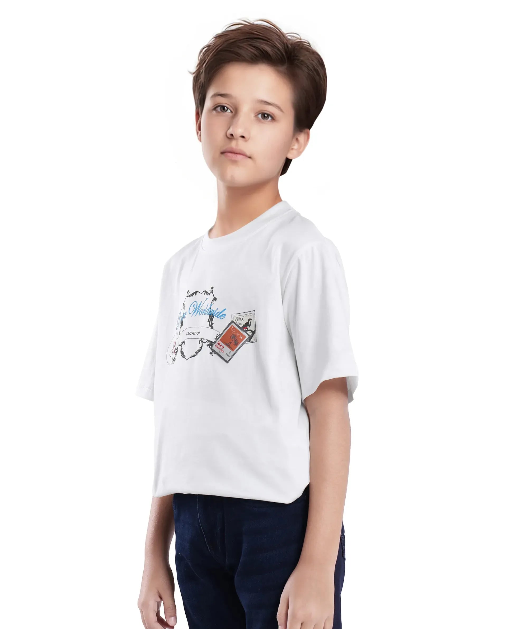 Rare Ones Kids Marn Off White Cotton Half Sleeve Printed Slip-On Closure Regular Fit T-Shirt