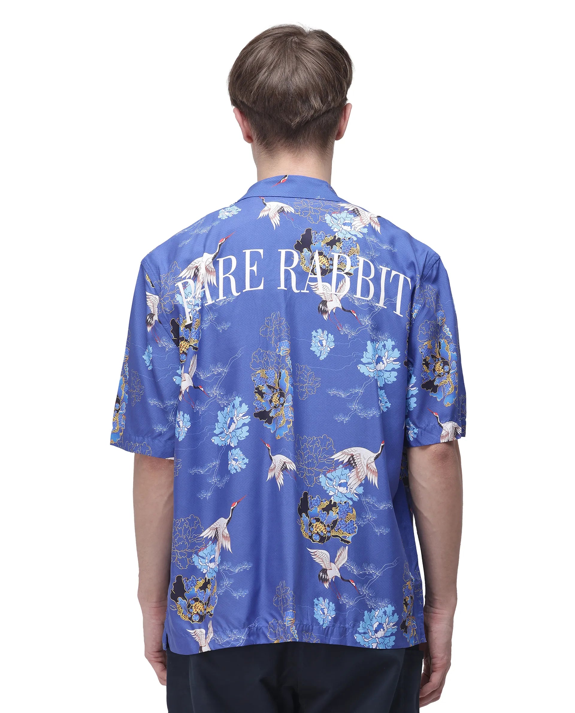 Rare Rabbit Men's Marque Blue Viscose Floral Print Boxy Fit Half Sleeve Cuban Collar Shirt