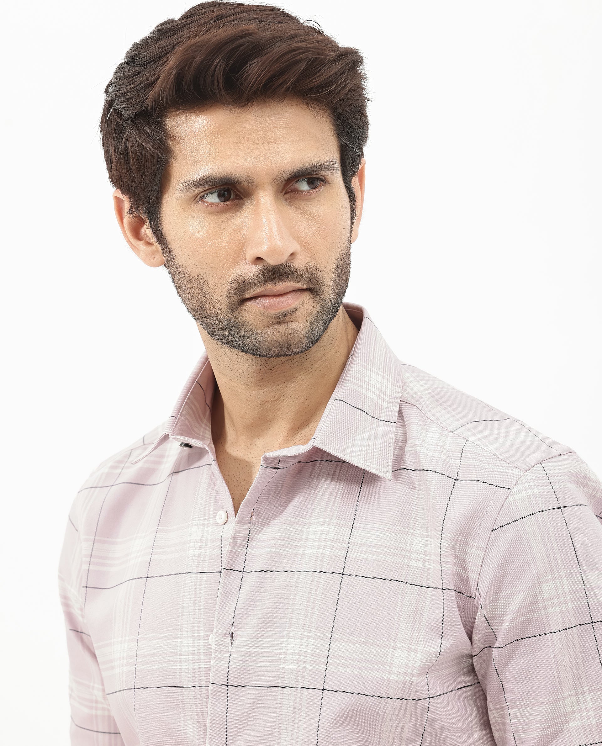 Rare Rabbit Men's Marron Dusky Purple Cotton Fabric Full Sleeve Regular Fit Checks Shirt