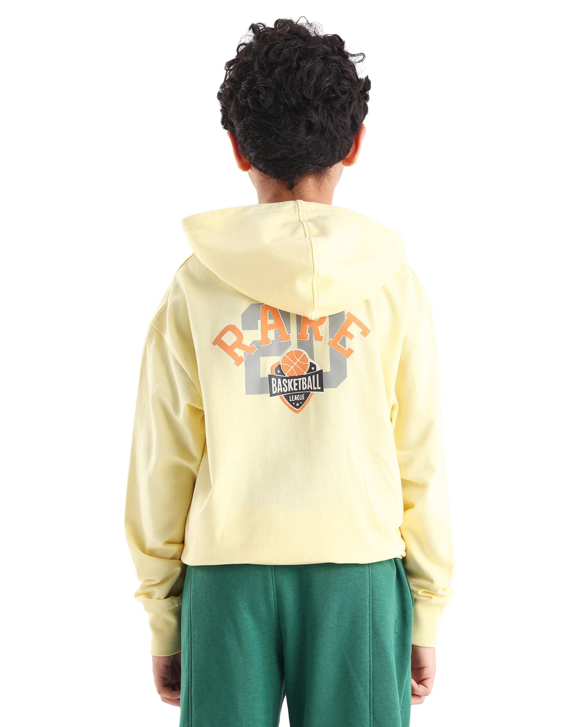 Rare Ones Kids Mason Light Yellow Cotton Pull On Crew Neck Full Sleeves Fit Sweatshirt