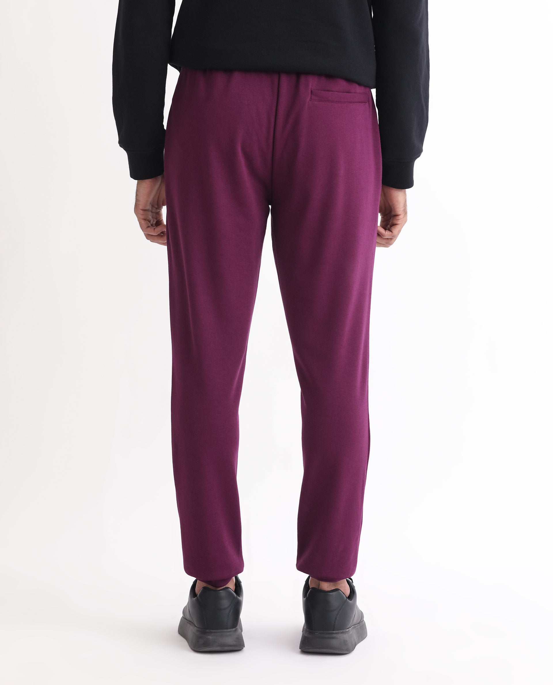 Rare Rabbit Men's Matsu Maroon Cotton Polyester Fabric Regular Fit Mid Rise Knitted Trackpant