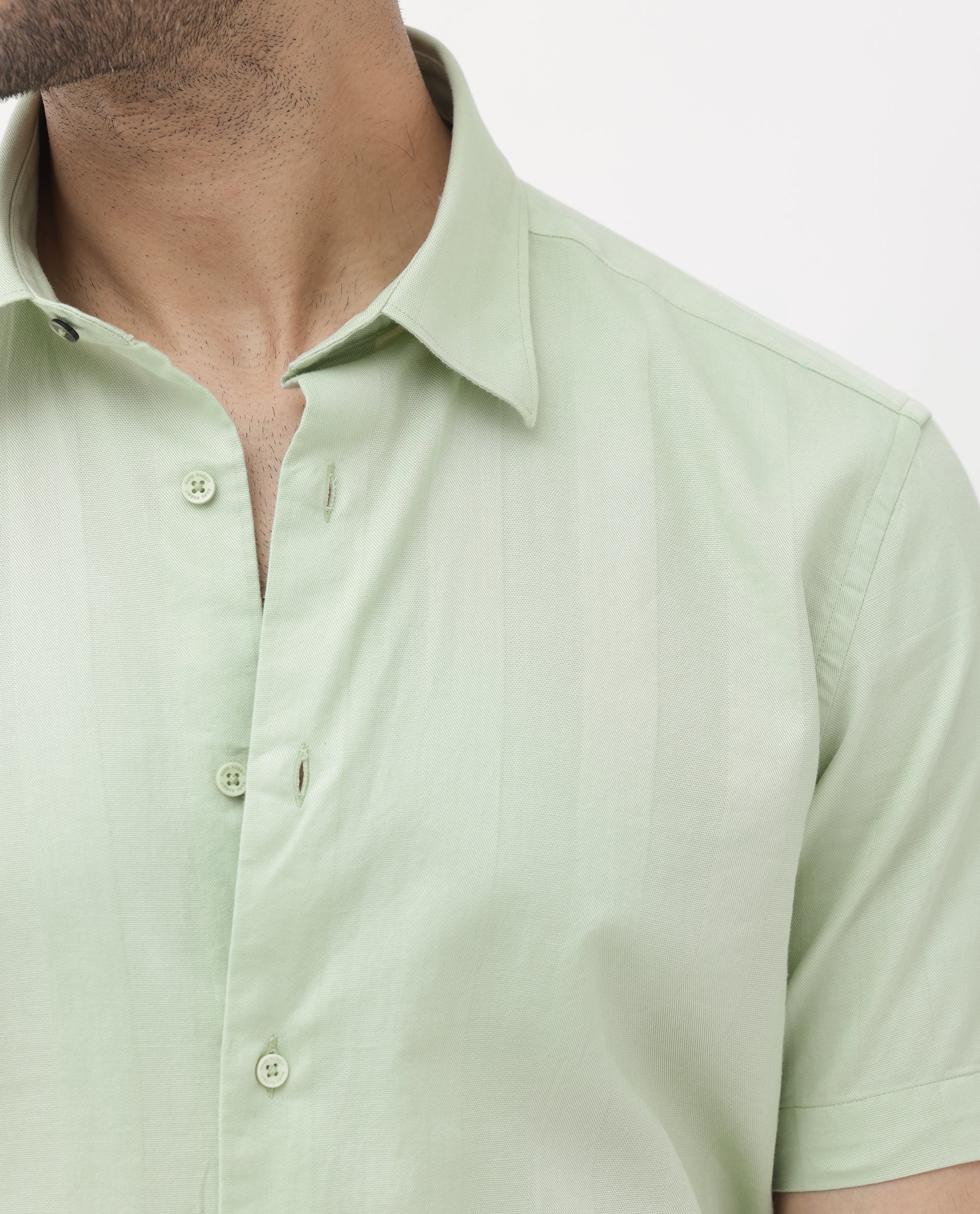 Rare Rabbit Men's Mattoo Dusky Green Cotton Fabric Short Sleeve Boxy Fit Solid Shirt