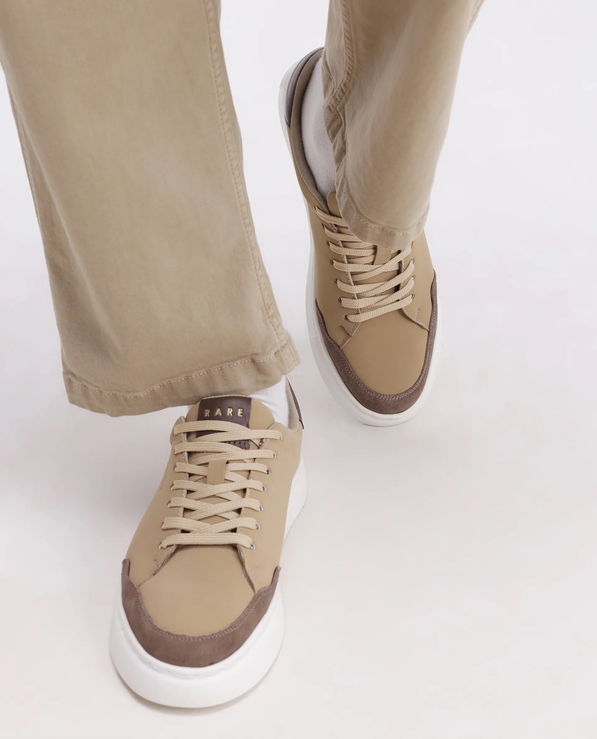 Rare Rabbit Men's Mawi Light Brown Micro Fiber Causal Sneaker