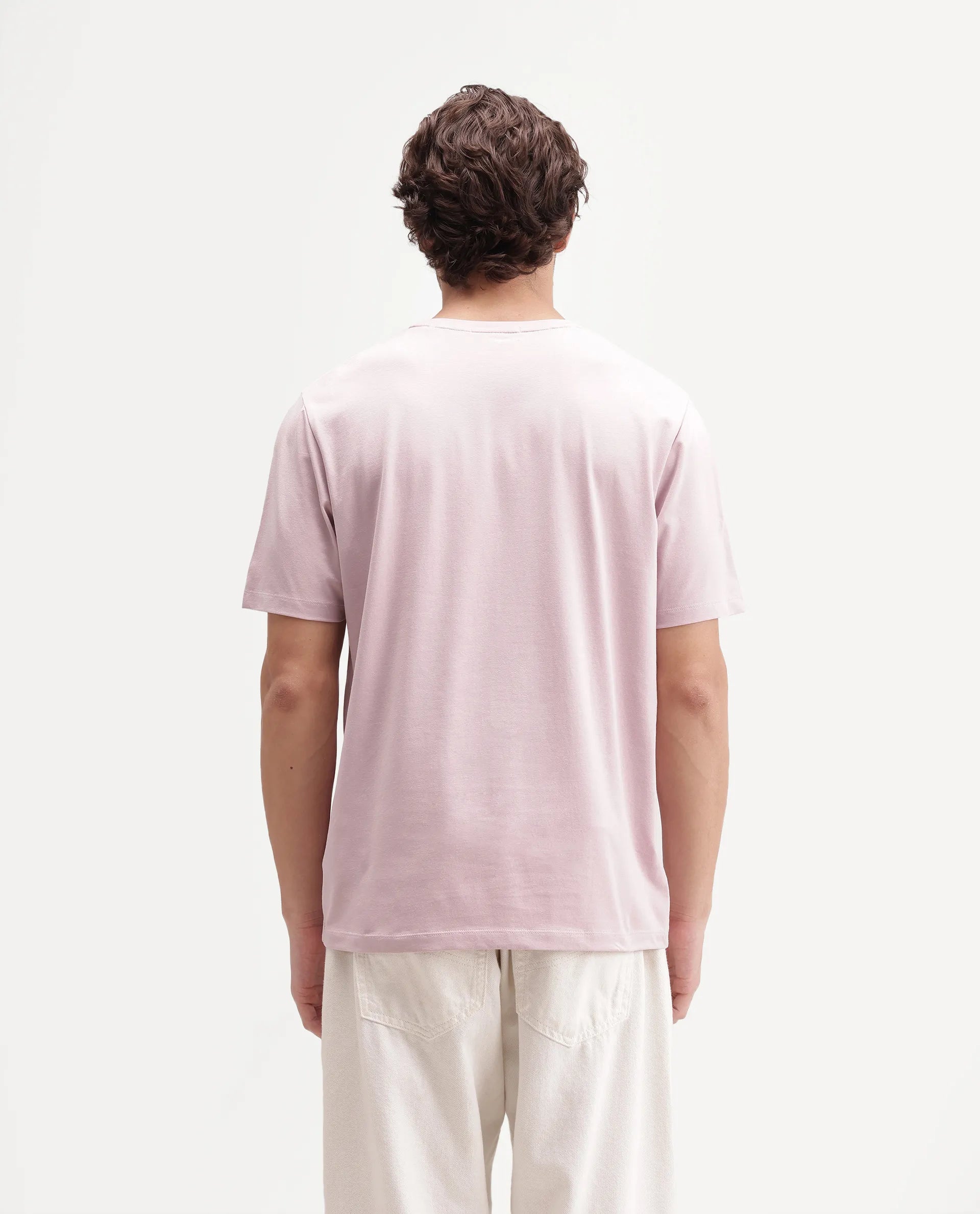 Rare Rabbit Men's Maze Dusky Pink Cotton Blend Crew Neck Regular Geometric Print T-Shirt