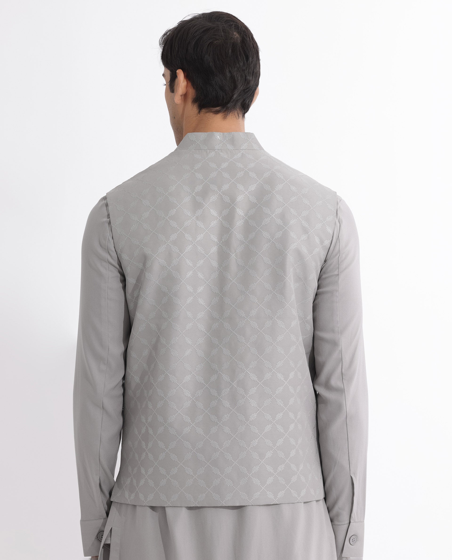 Rare Rabbit Mens Medo-B Grey Bandi Sleeveless Mandarin Collar