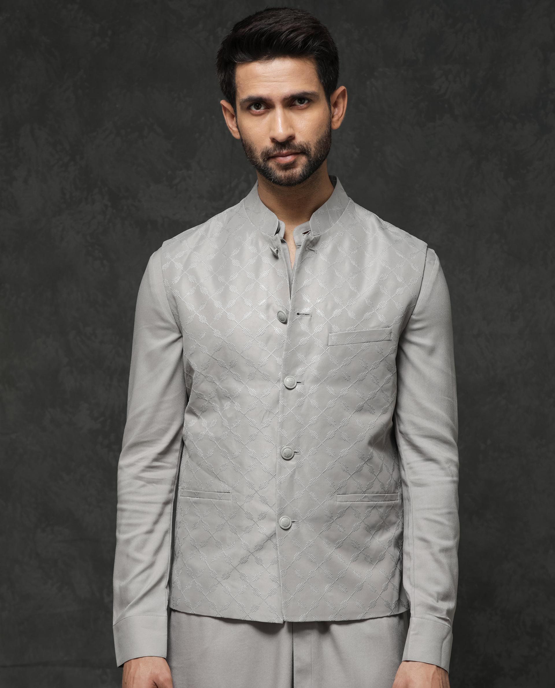 Rare Rabbit Men's Medo-Kpb Grey Kurta-Suit