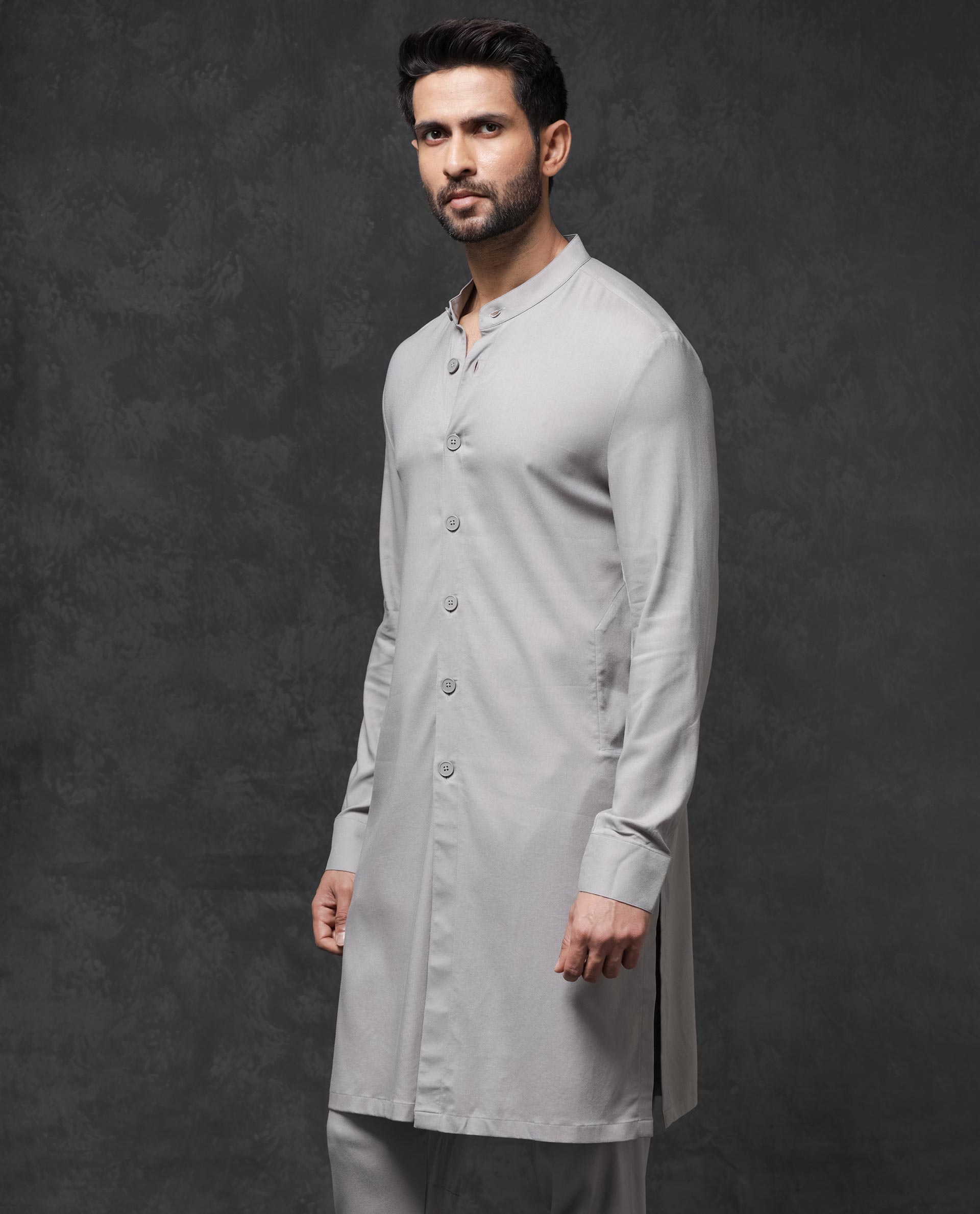 Rare Rabbit Men's Medo-Kpb Grey Kurta-Suit