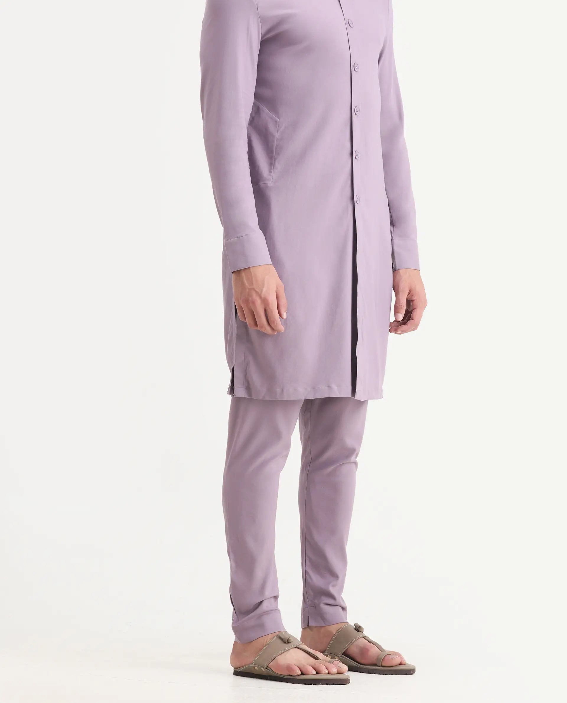 Rare Rabbit Men's Medop Pastel Purple Viscose Plain Slim Fit Pajama