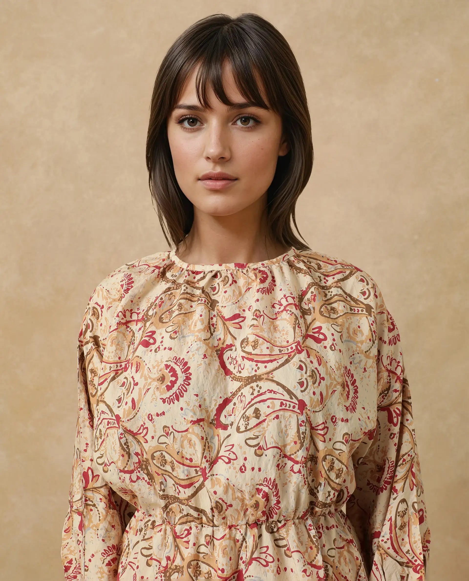 Rareism Women's Mellona Multi Polyester Round Neck Paisley Print Mini Fit And Flare Dress