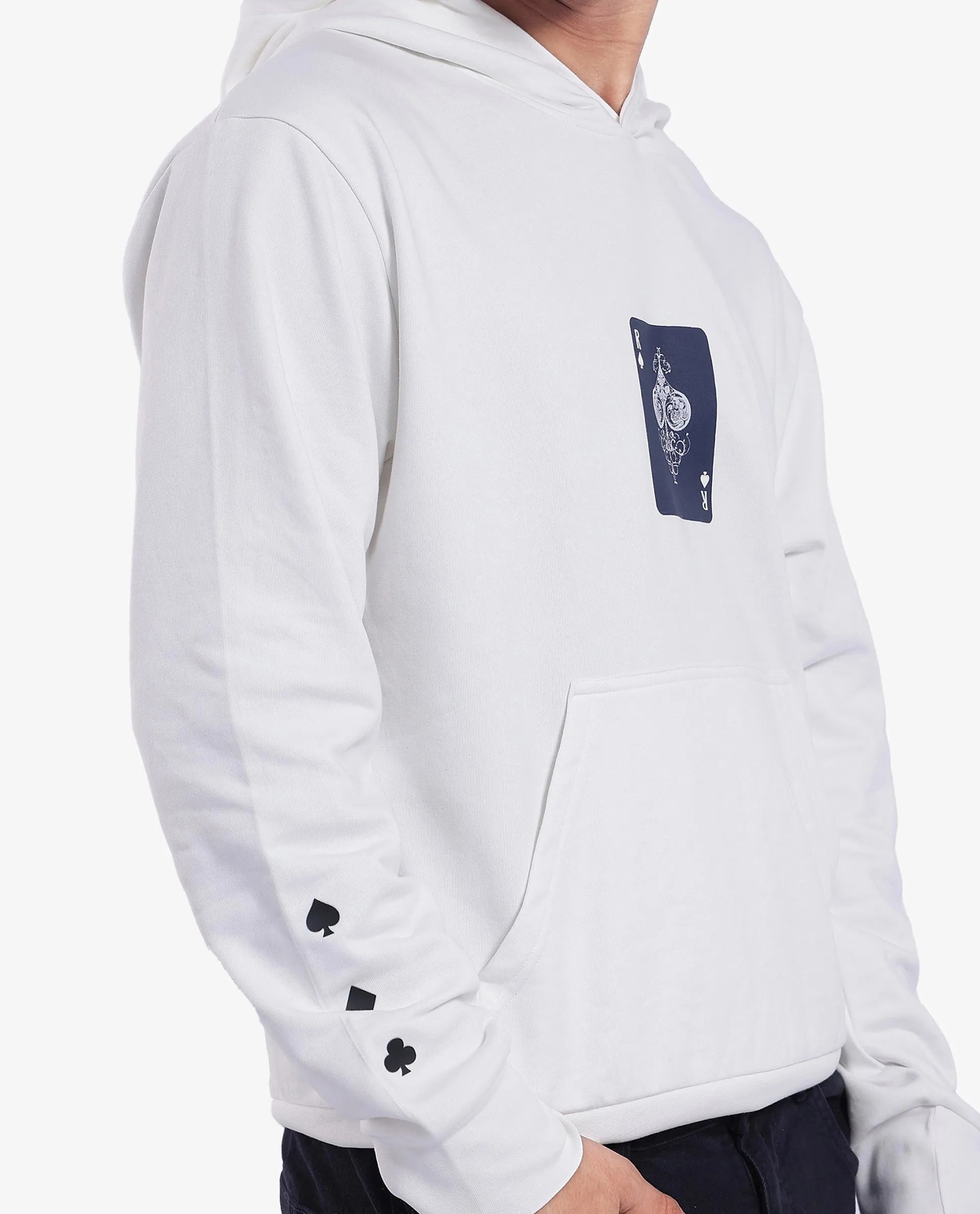 Rare Rabbit Men Meloro Off White Cotton Polyester Fabric Full Sleeve Hooded Regular Fit Printed Sweatshirt