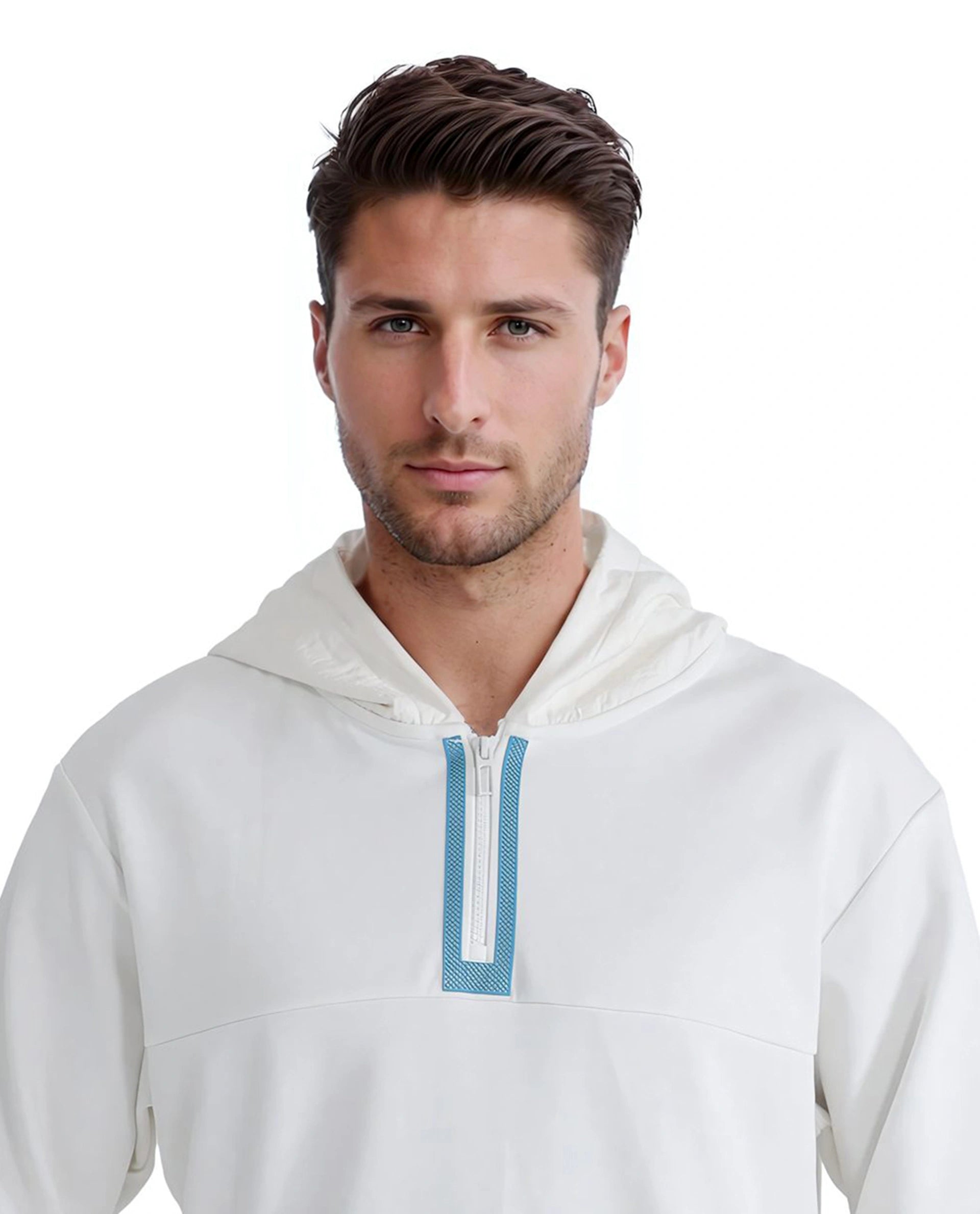 Rare Rabbit Men Melt Off White Cotton Poly Fabric Full Sleeve Hooded Plain Sweatshirt