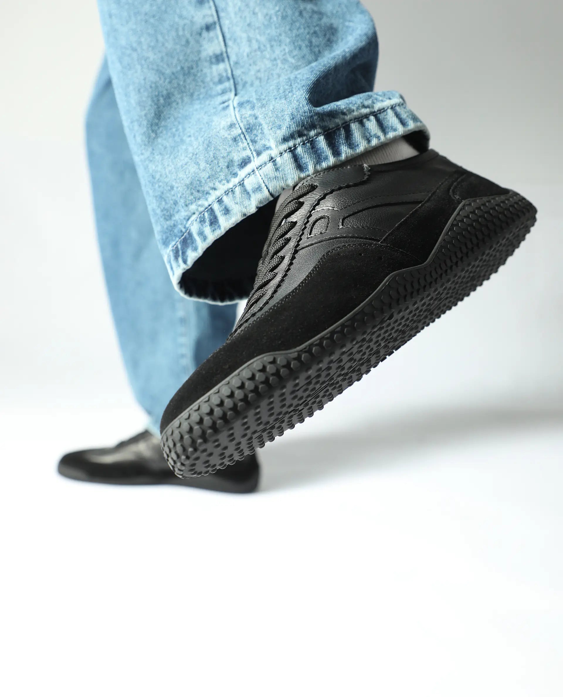 Rare Rabbit Men's Membo Black Leather Fabric Sneaker