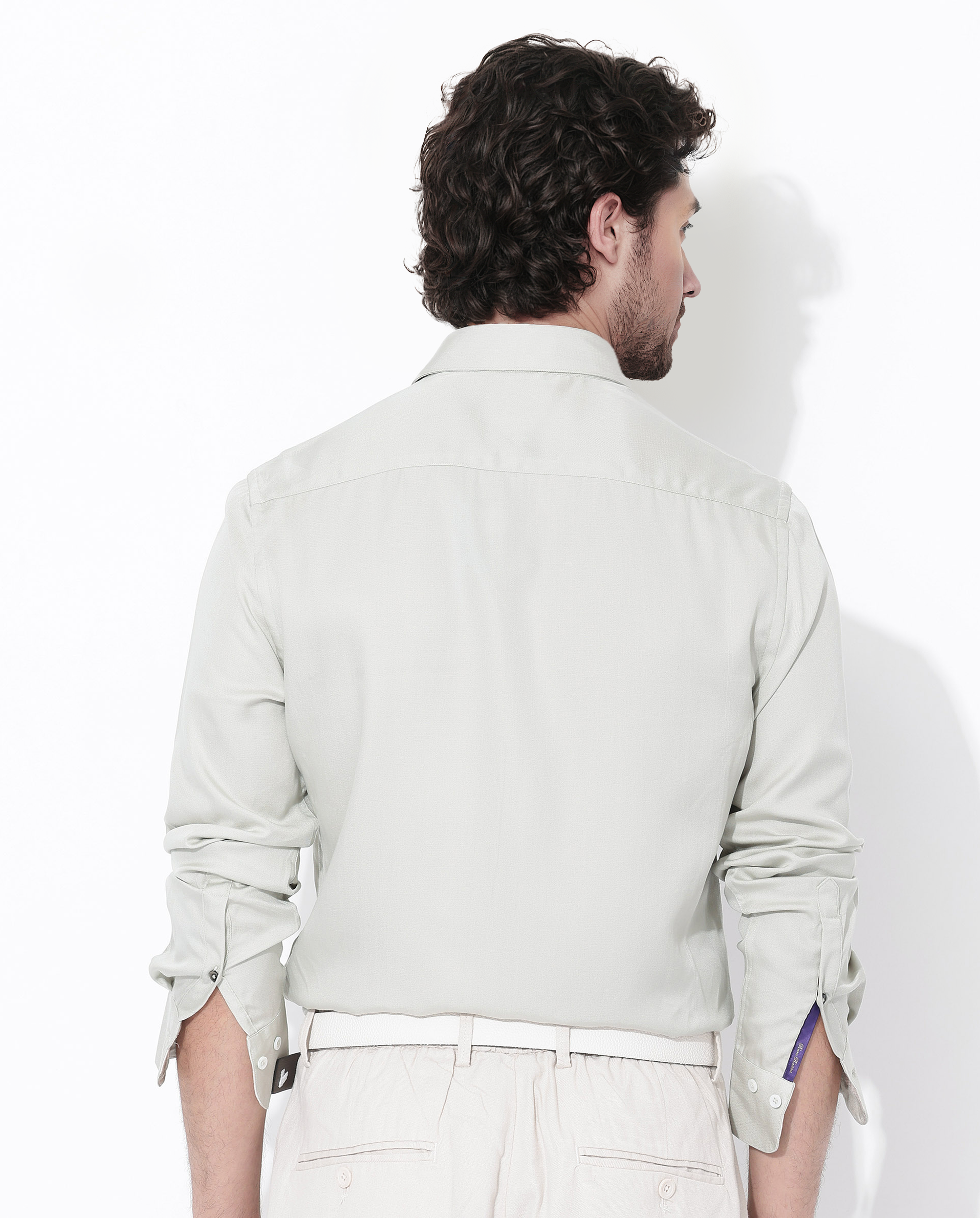 Rare Rabbit Mens Memop LS Pastel Green Tencel Fabric Full Sleeve Solid Twill Shirt