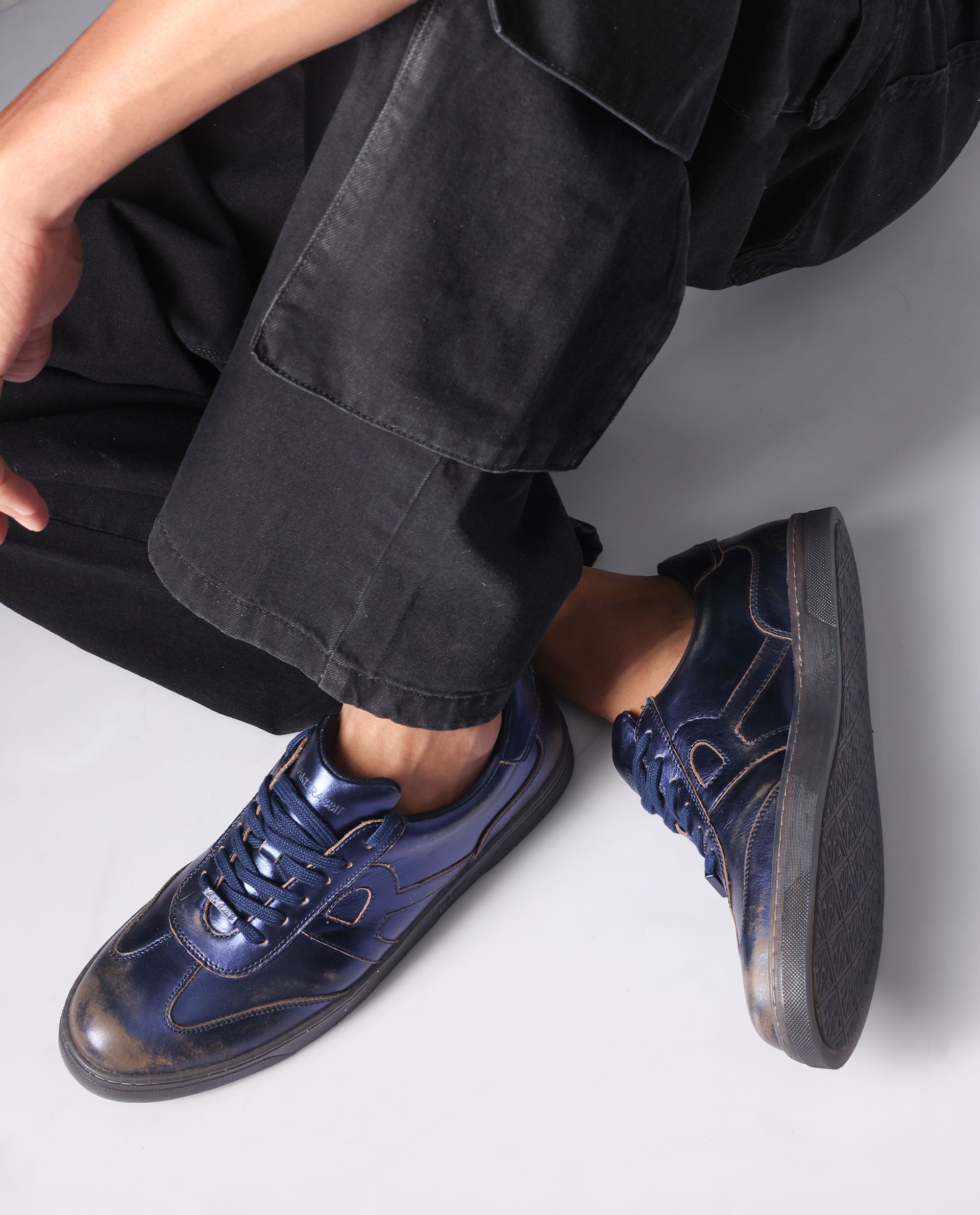 Rare Rabbit Men Mercure Metallic Blue Lace-Up Closure Shoes