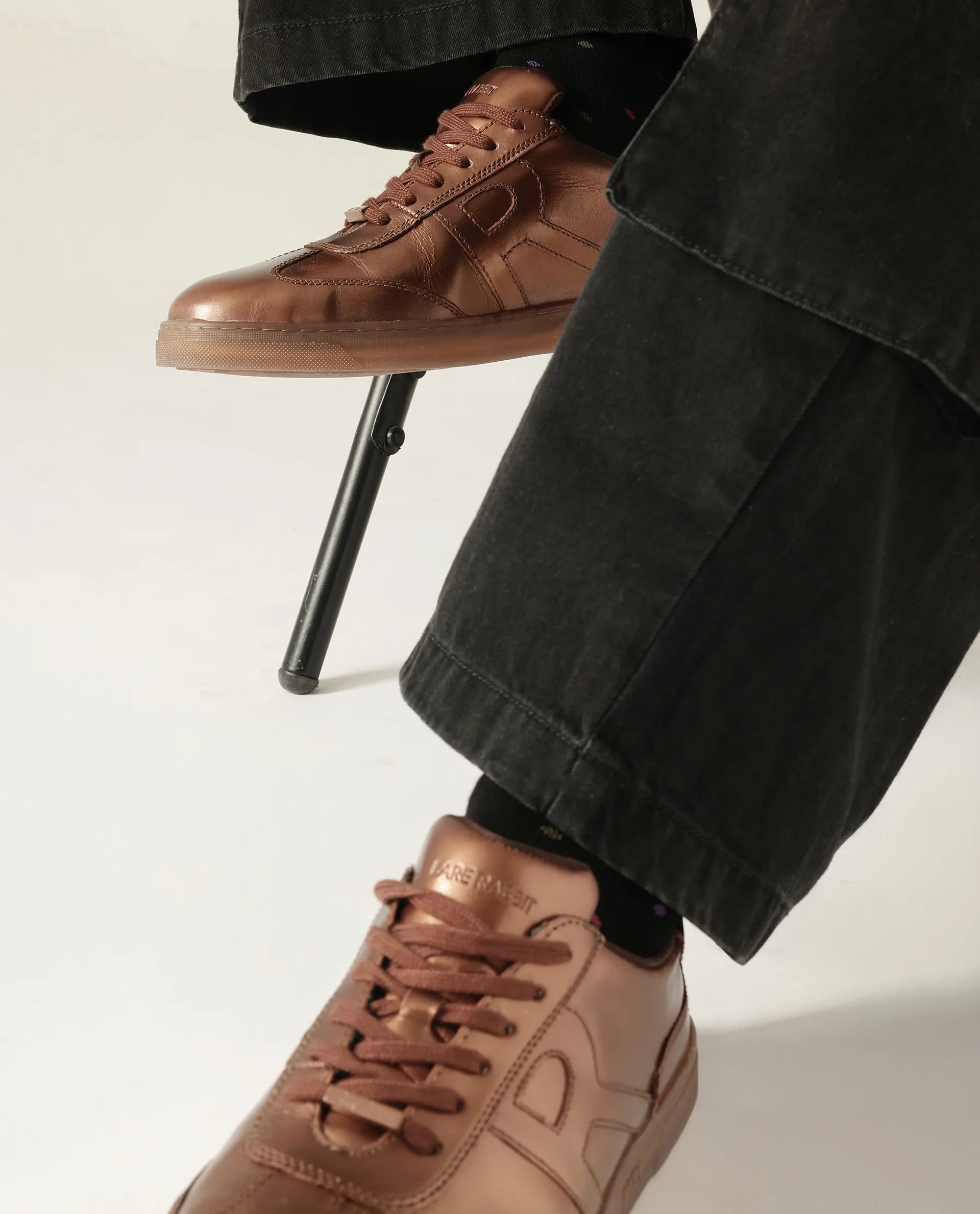 Rare Rabbit Men Mercure Metallic Copper Lace-Up Closure Shoes