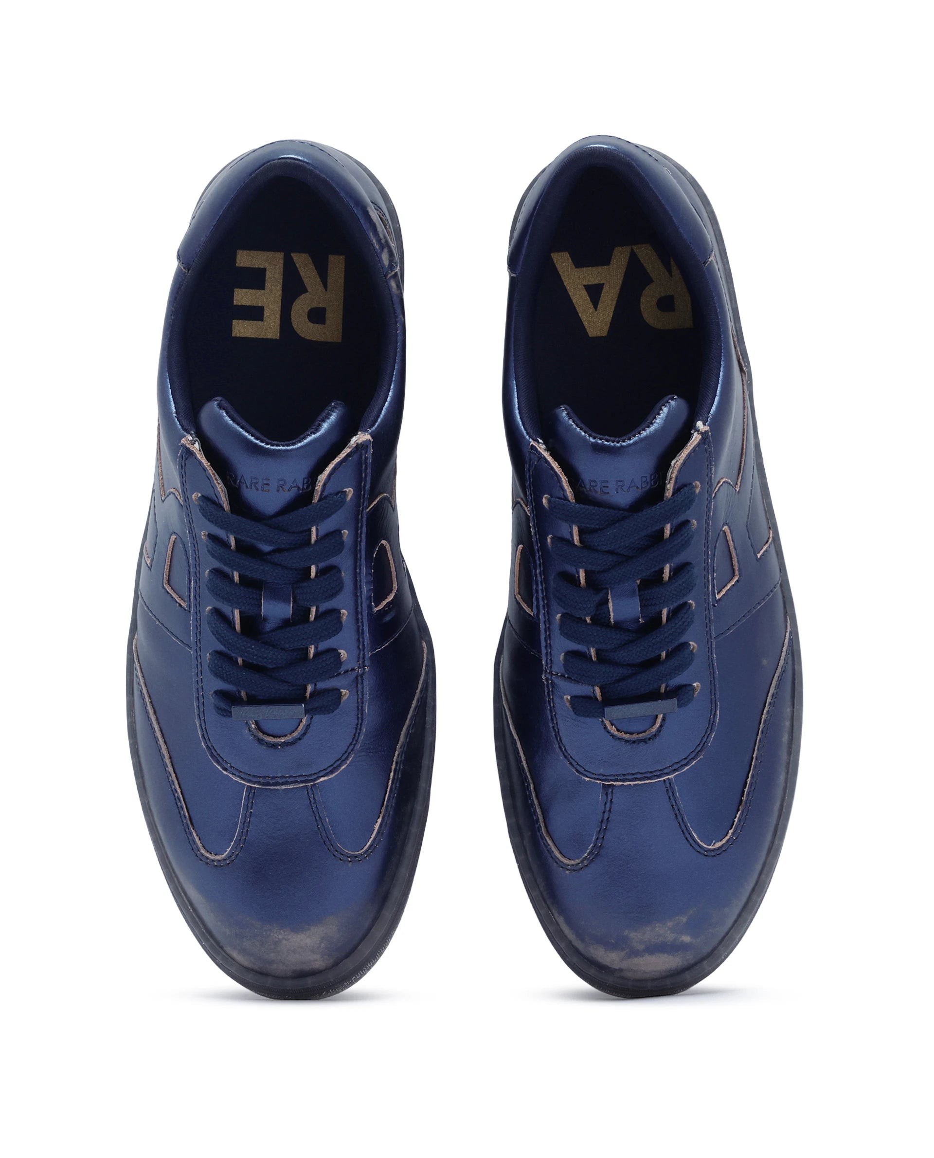 Rare Rabbit Men Mercure Metallic Blue Lace-Up Closure Shoes