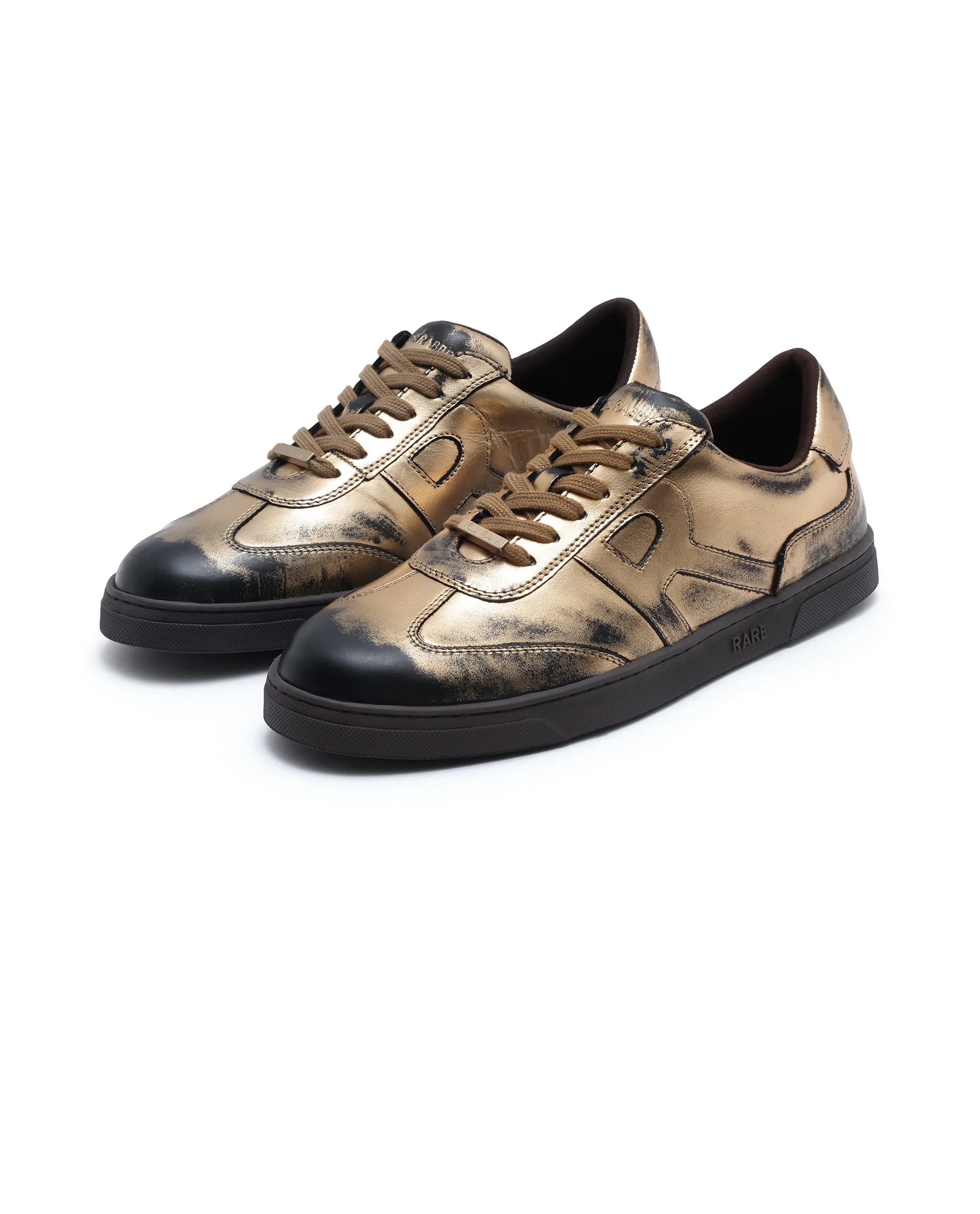 Rare Rabbit Men Mercure Metallic Gold Lace-Up Closure Shoes
