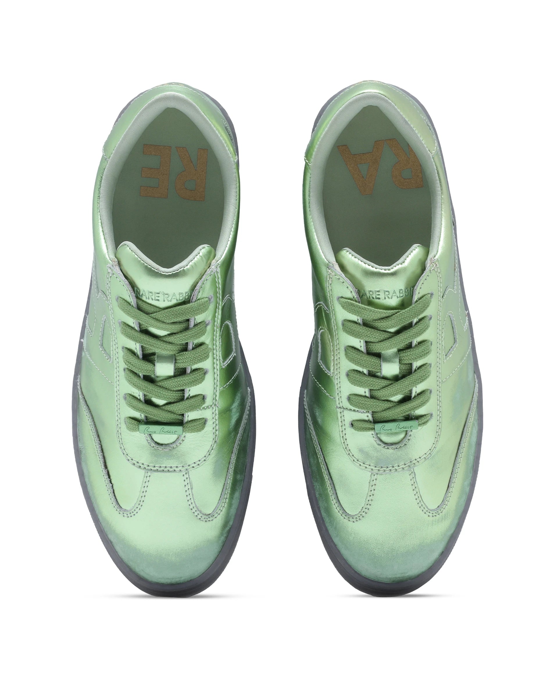 Rare Rabbit Men Mercure Metallic Green Lace-Up Closure Shoes