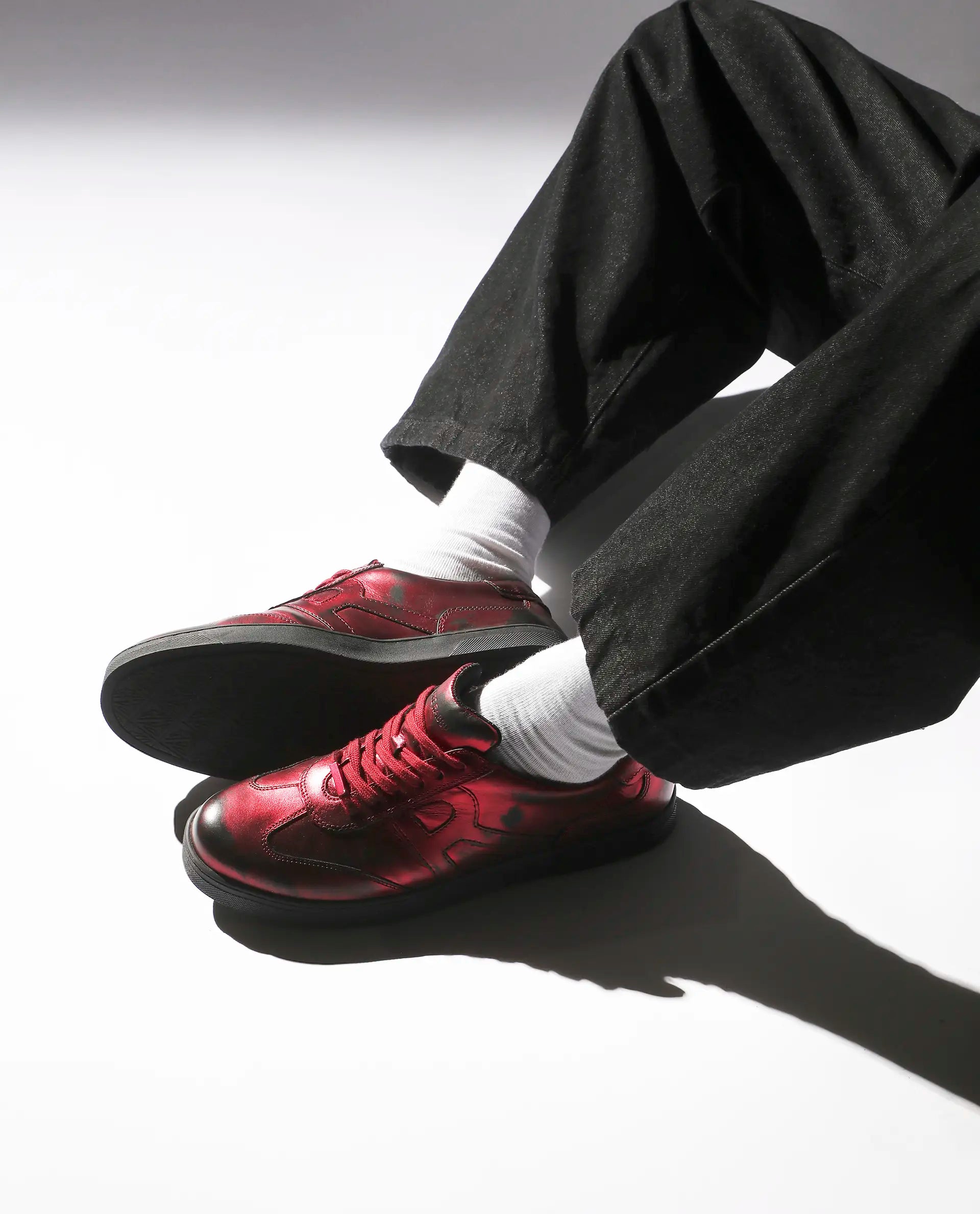 Rare Rabbit Men Mercure Metallic Red Lace-Up Closure Shoes