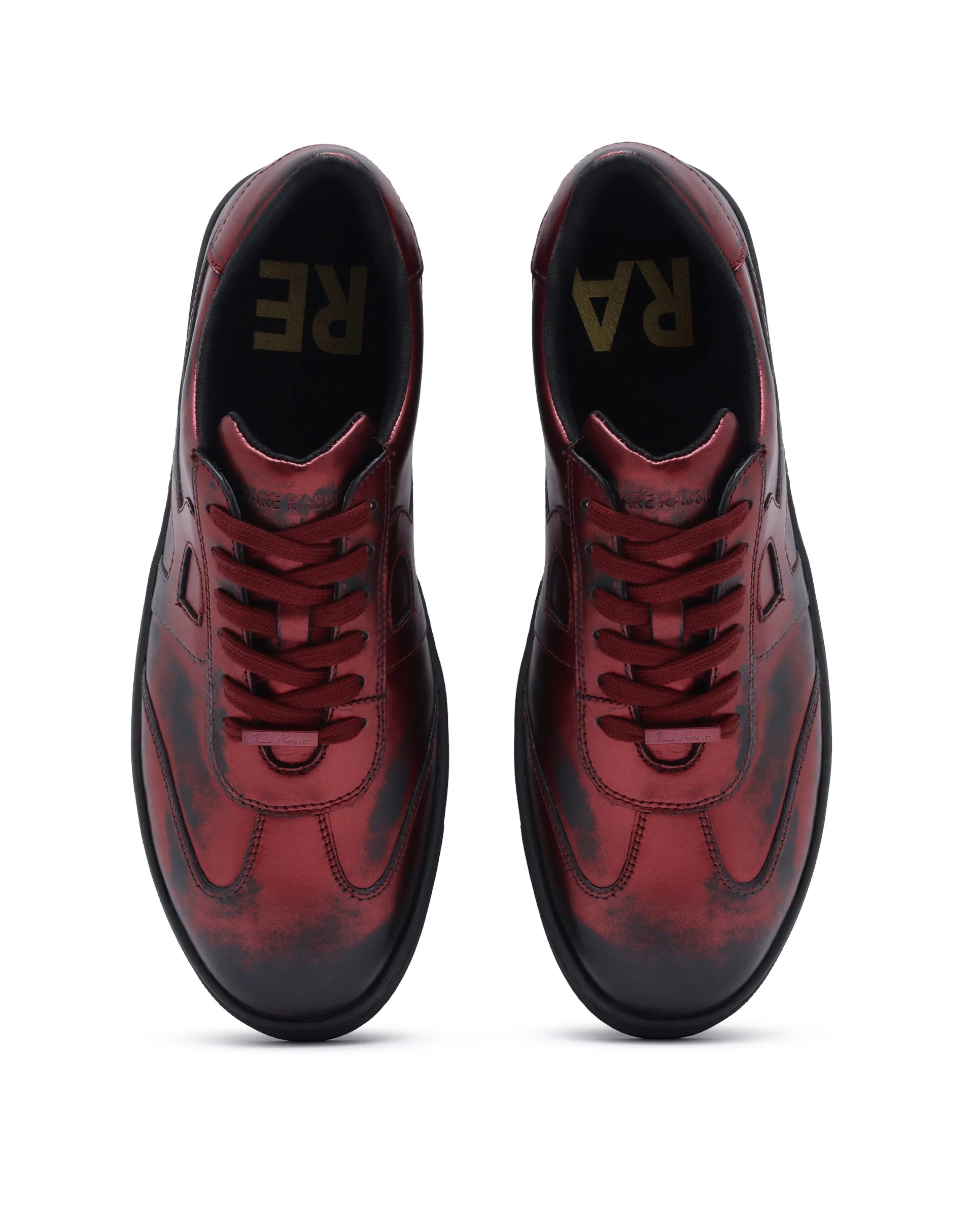 Rare Rabbit Men Mercure Metallic Red Lace-Up Closure Shoes
