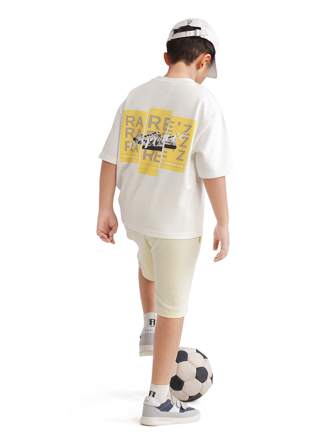 Rare Ones Kids Mercz Off White Cotton Blend Short Sleeve Crew Neck Print T-Shirt