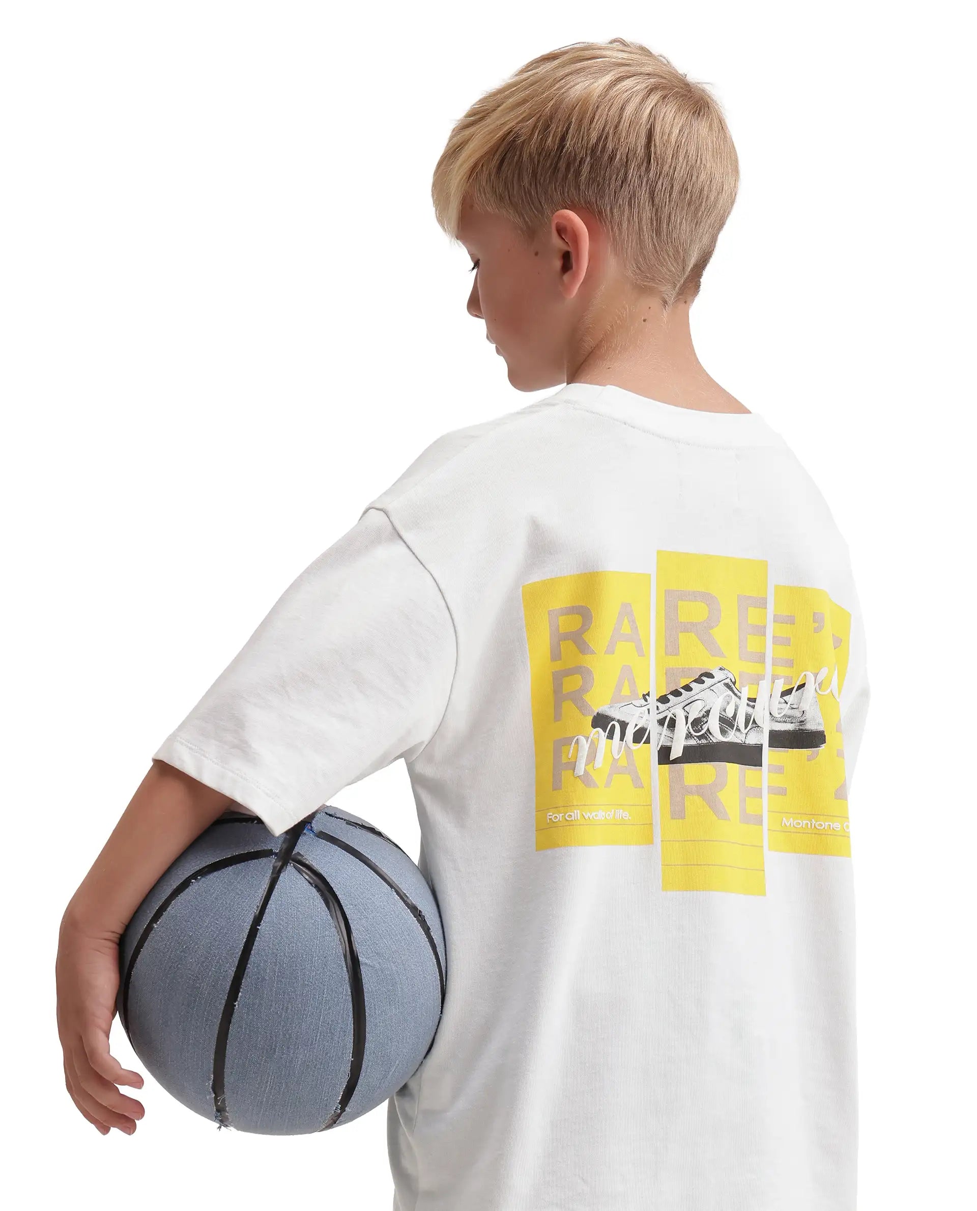 Rare Ones Kids Mercz White Cotton Plain Oversized Fit T-Shirt