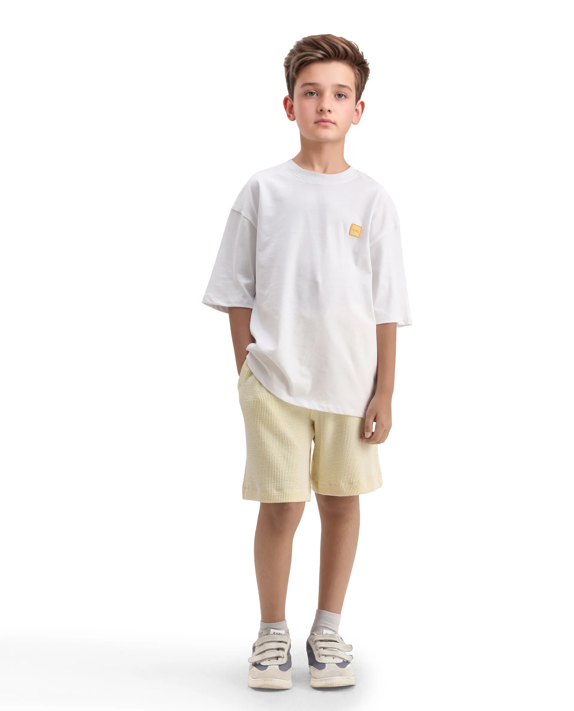 Rare Ones Kids Mercz White Cotton Plain Oversized Fit T-Shirt