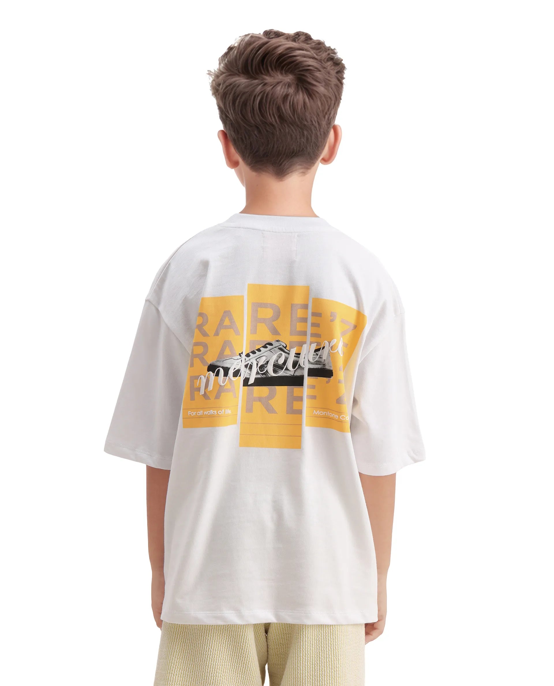 Rare Ones Kids Mercz White Cotton Plain Oversized Fit T-Shirt