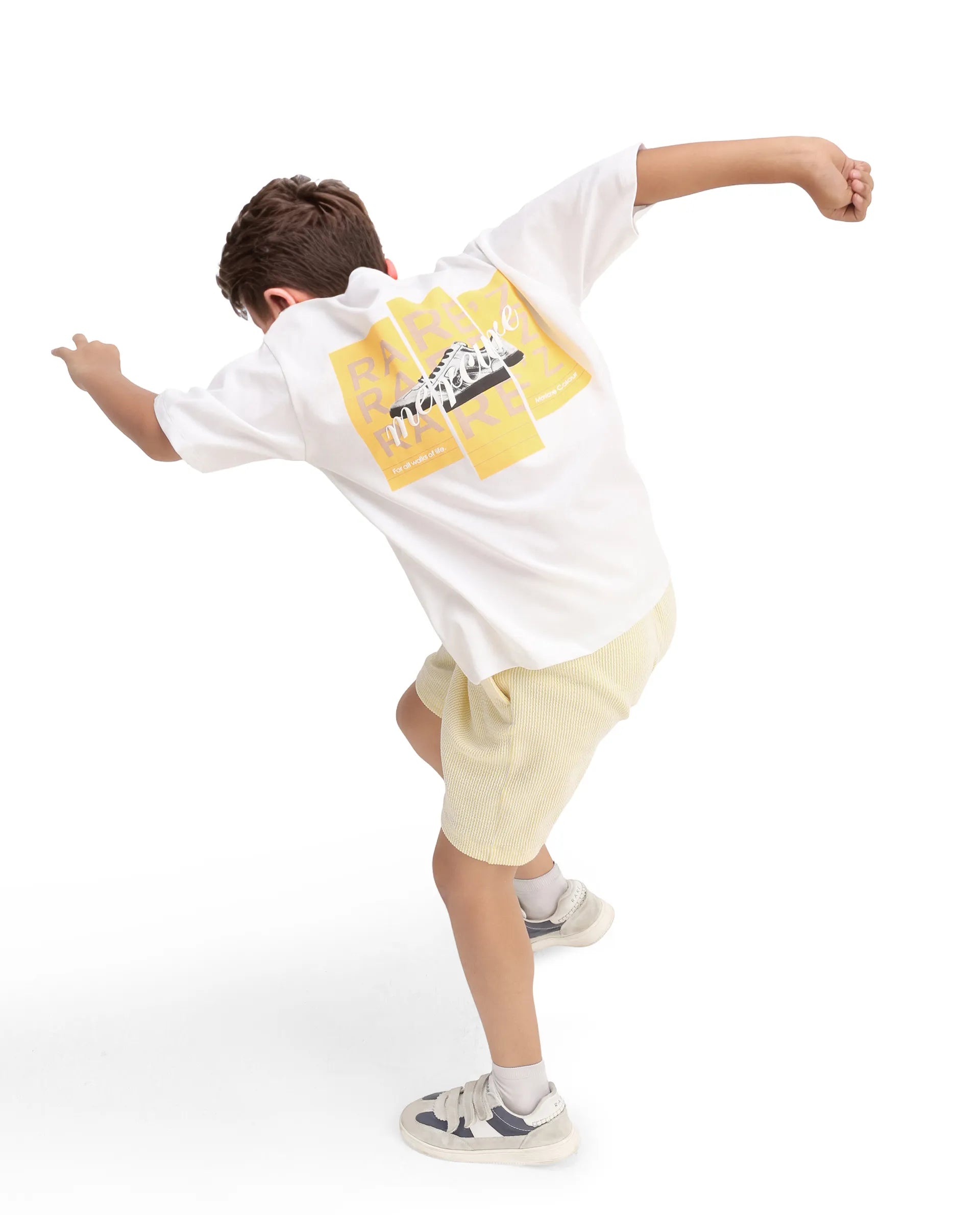 Rare Ones Kids Mercz White Cotton Plain Oversized Fit T-Shirt