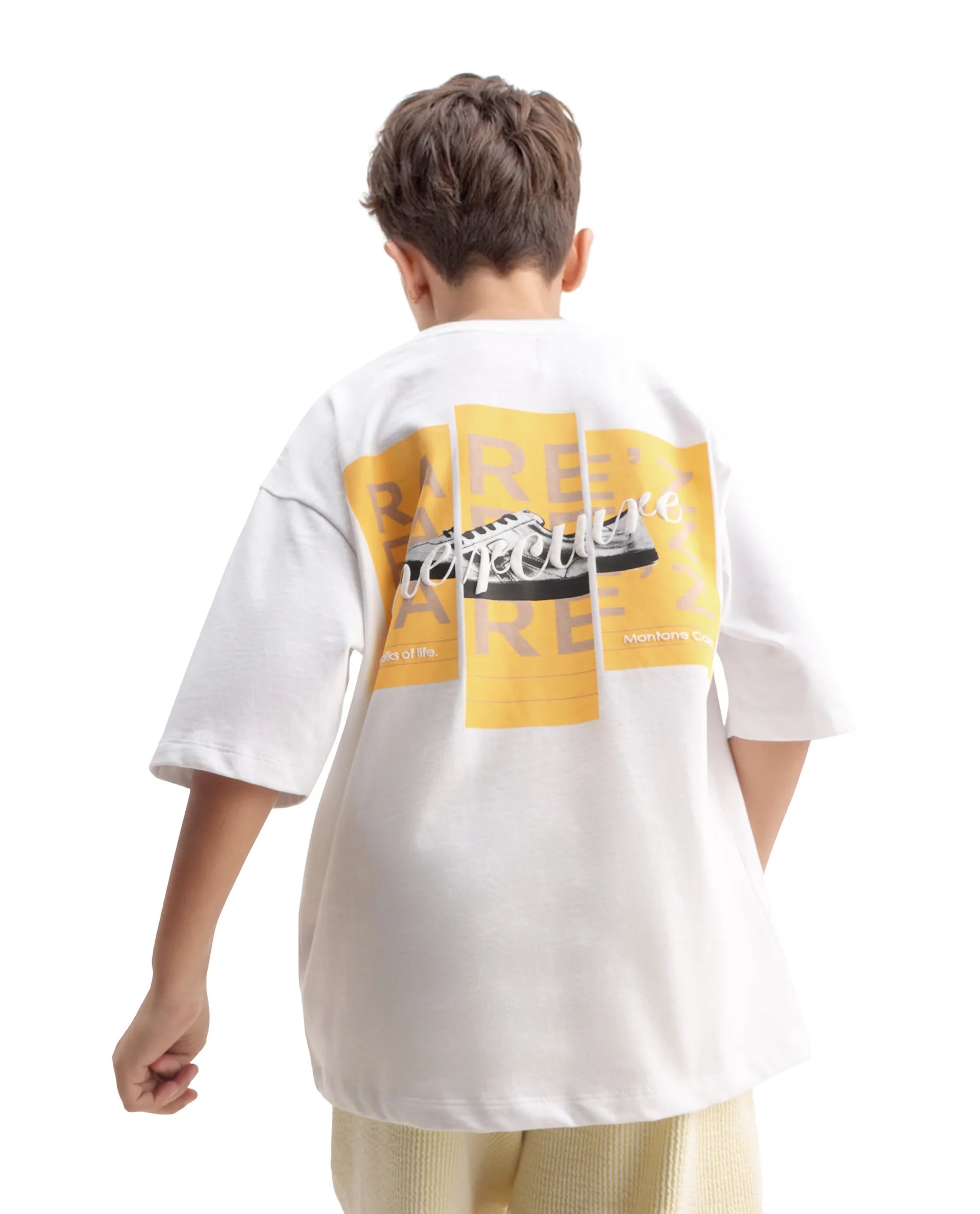 Rare Ones Kids Mercz White Cotton Plain Oversized Fit T-Shirt